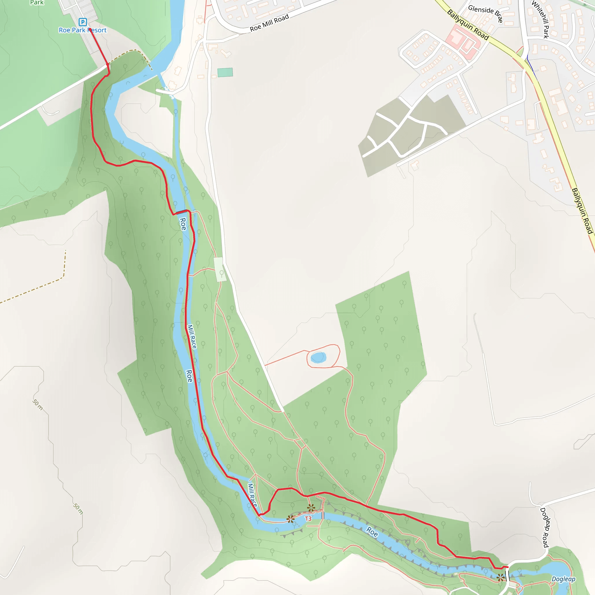 Roe Valley Country Park Walk mobile static map