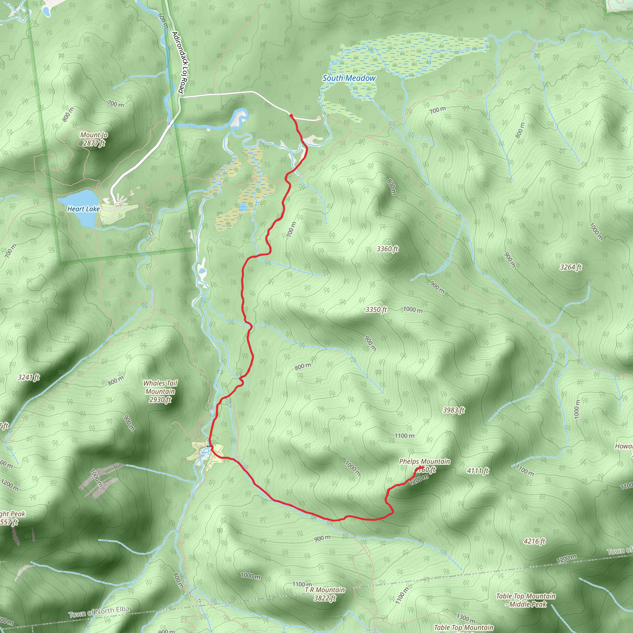Phelps Mountain via Marcy Dam Truck Trail mobile static map