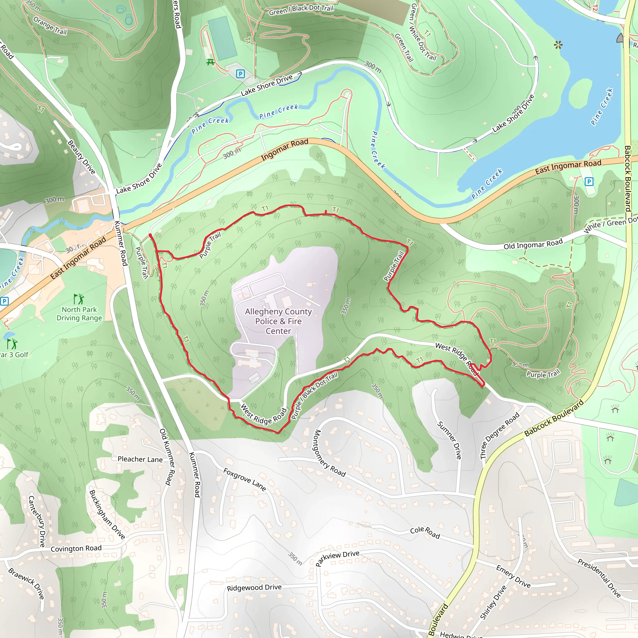 Purple Trail Loop via Ingomar Road mobile static map
