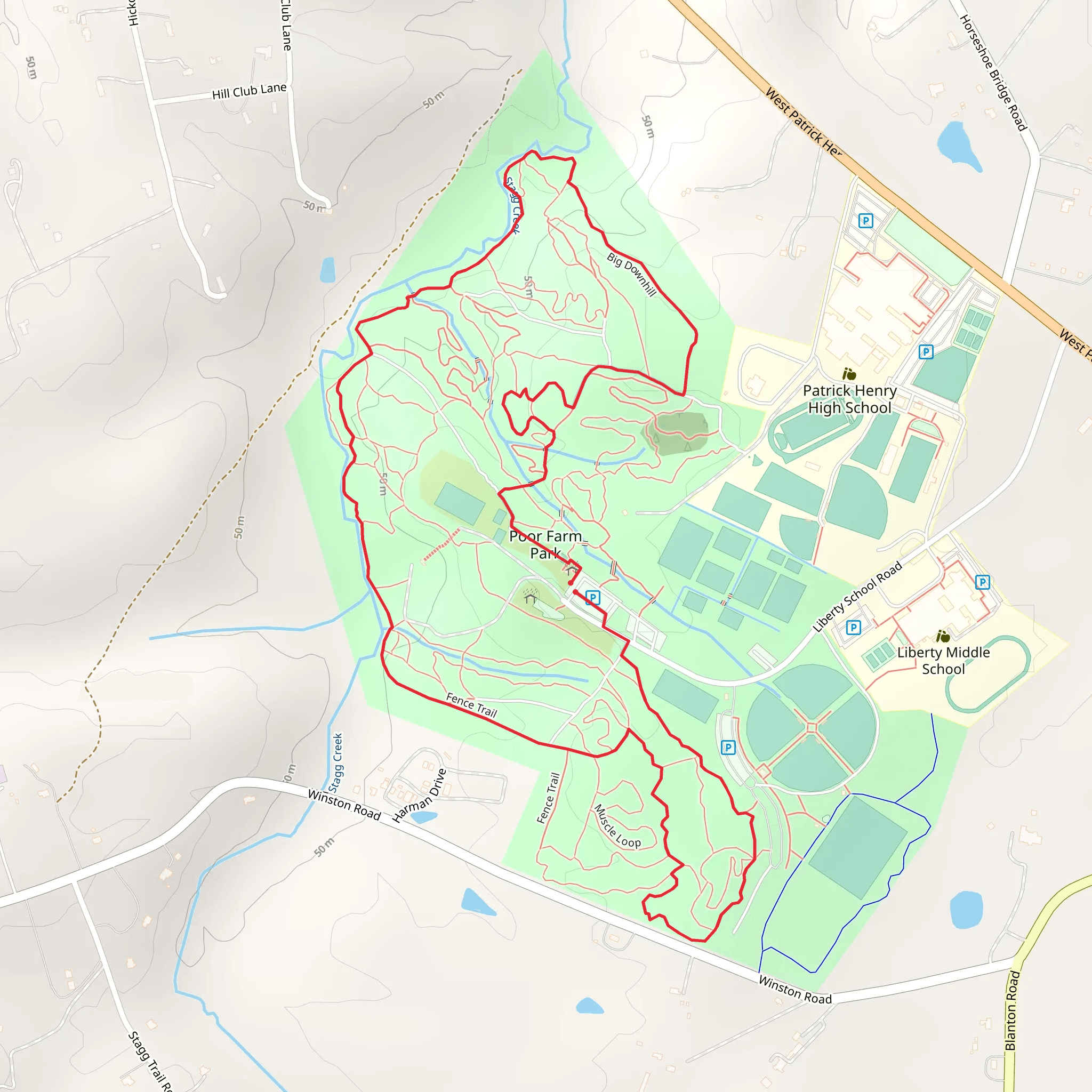 Fence Trail and Big Downhill Loop mobile static map