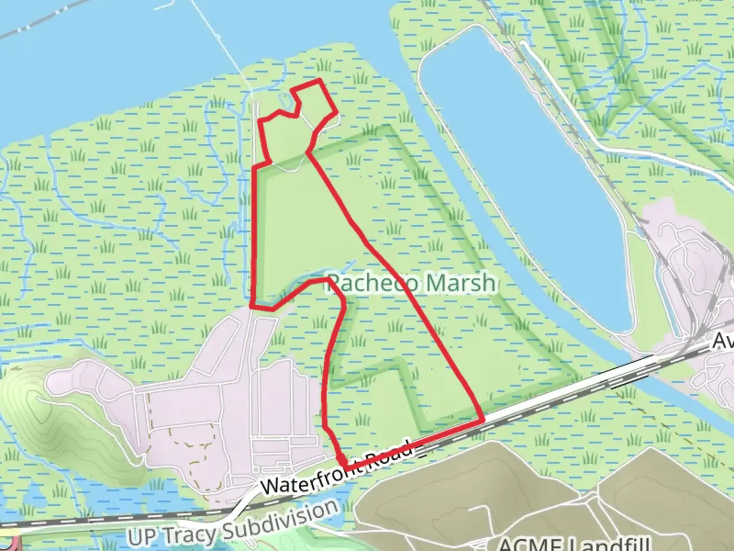 An image depicting the trail Pacheco Marsh Loop and its surrounding area.