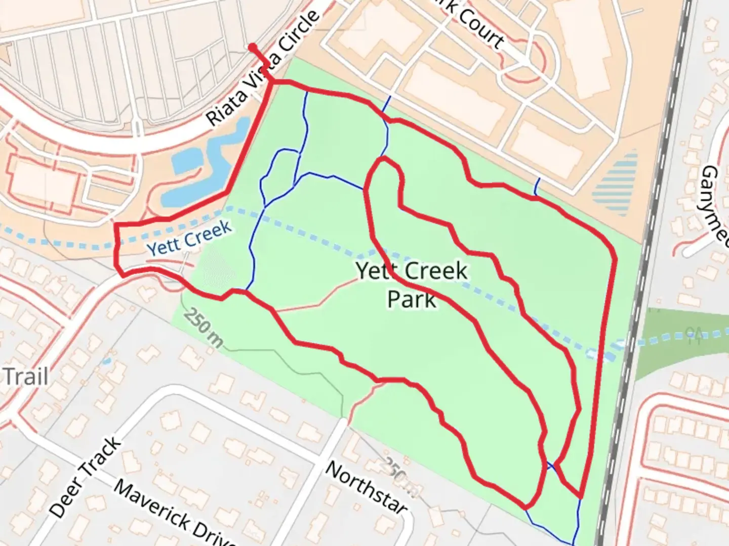 An image depicting the trail Yett Creek Park Loop and its surrounding area.