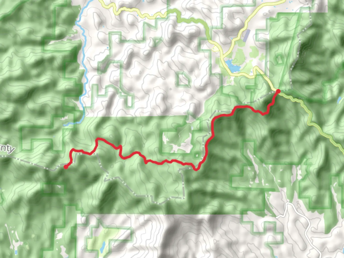 An image depicting the trail Appalachian Trail from Old Ridge Road to Woody Gap and its surrounding area.
