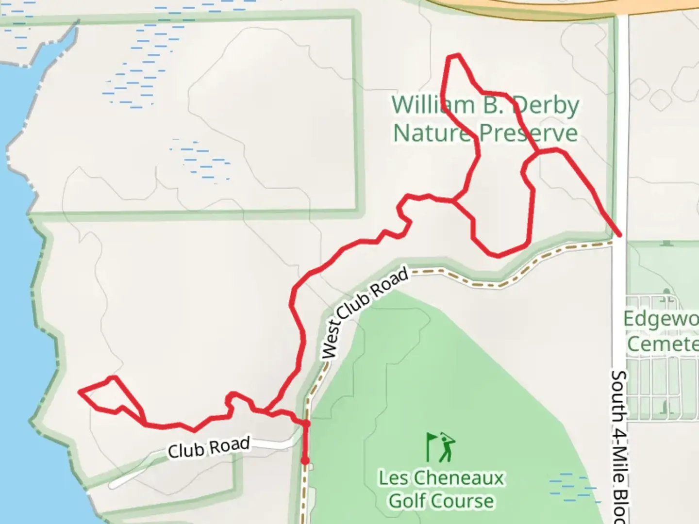 An image depicting the trail William B Derby Nature Preserve Loop and its surrounding area.