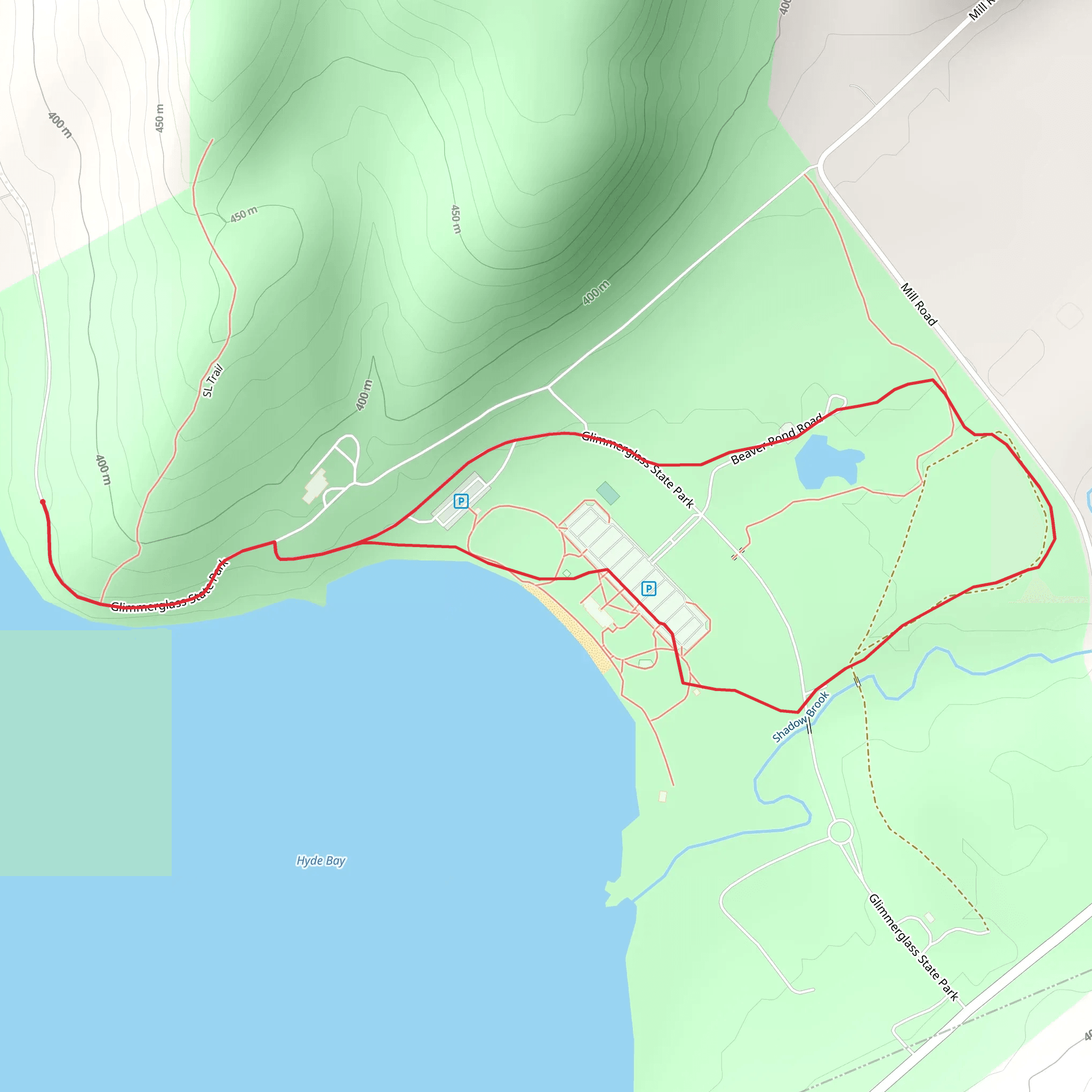 Glimmerglass State Park Loop Trail mobile static map