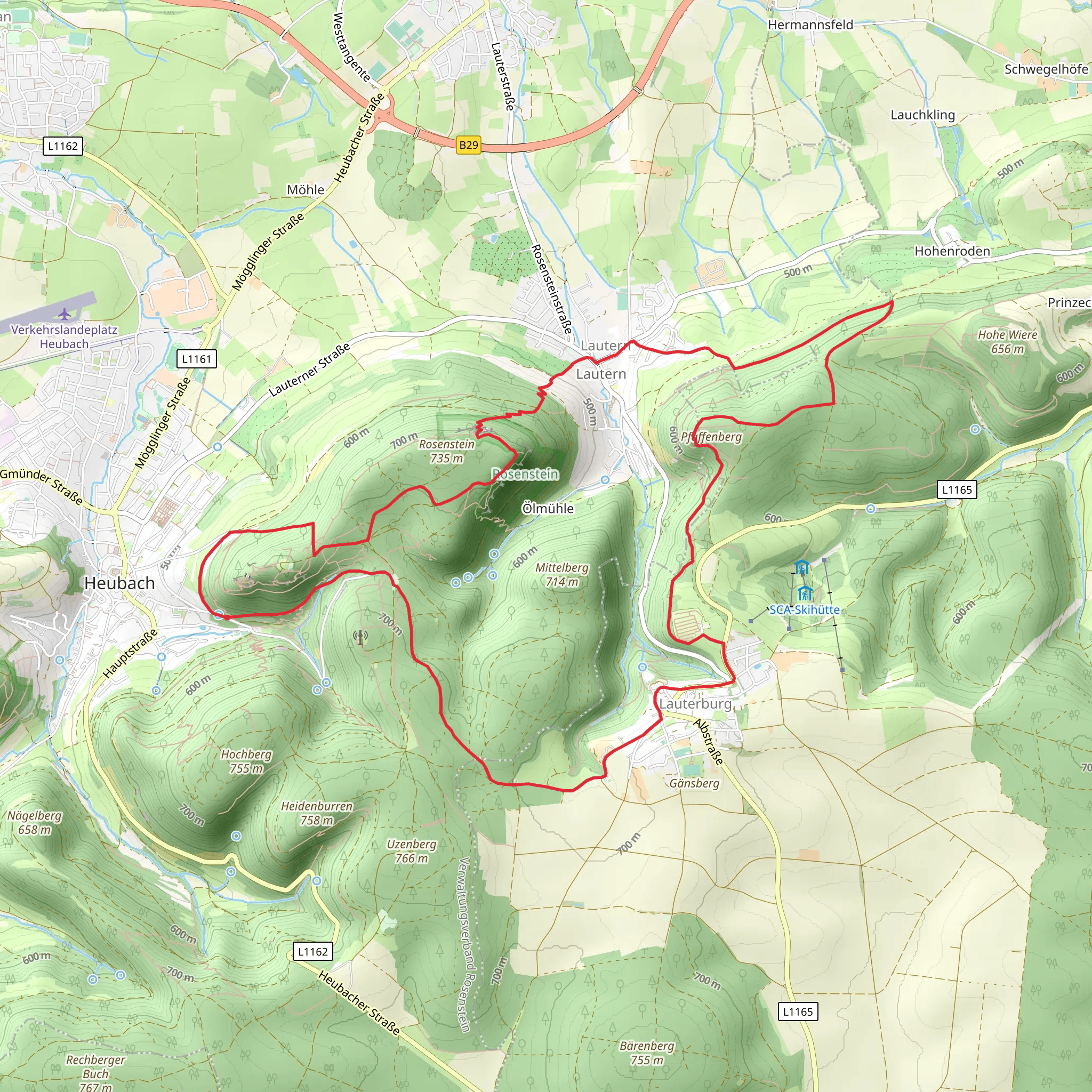 Glaubensweg and Wanderblume mobile static map