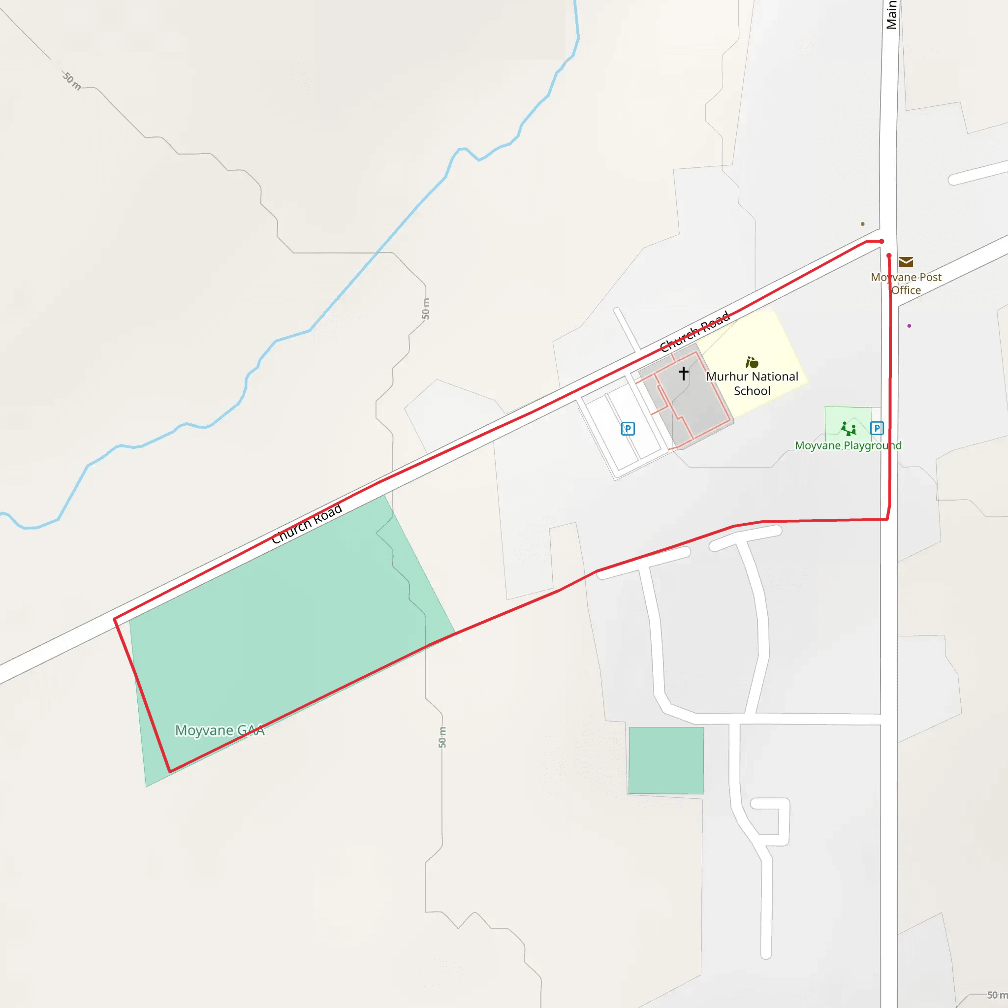 Moyvane Village Walks - Village - Sportsfield Way mobile static map