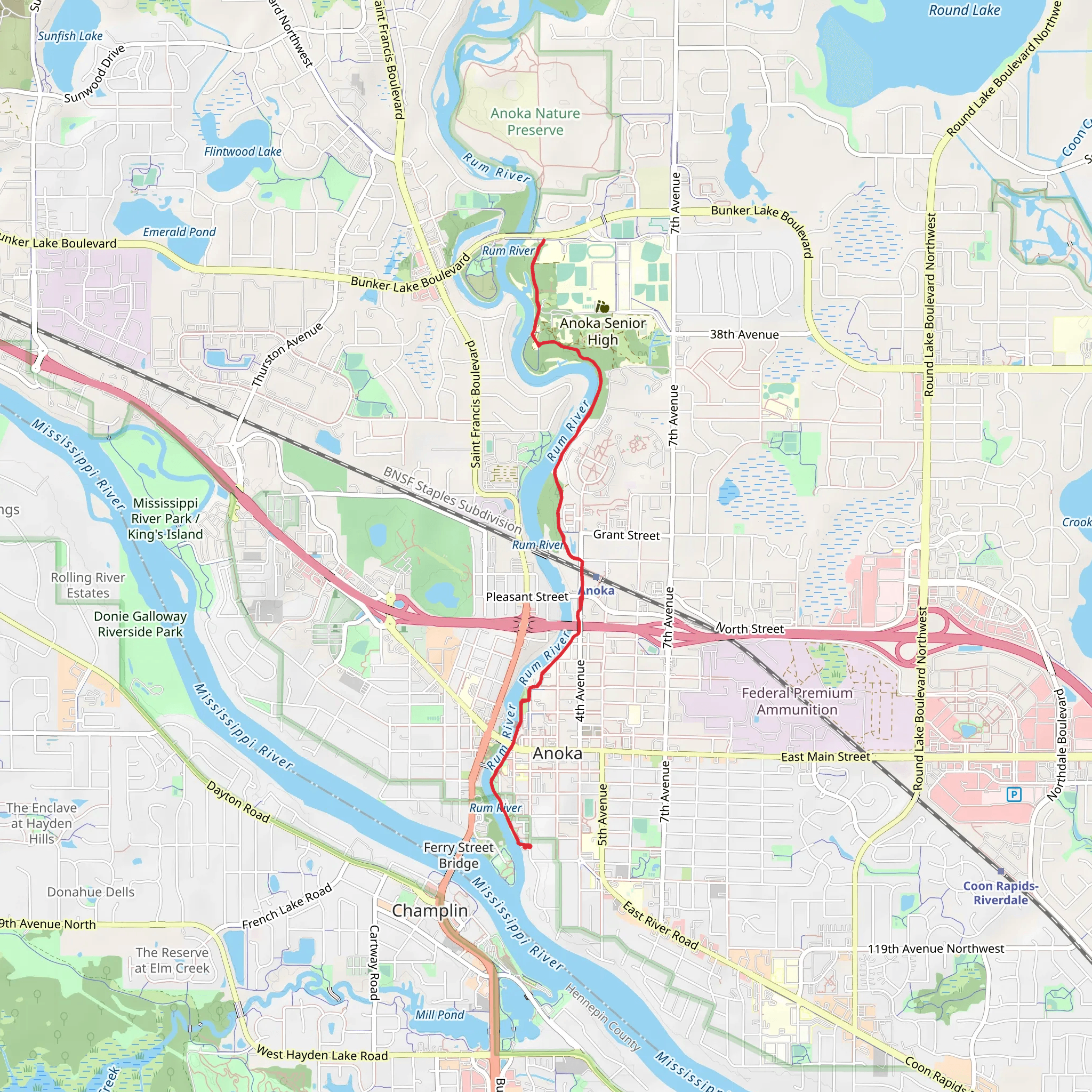 Rum River Regional Trail mobile static map