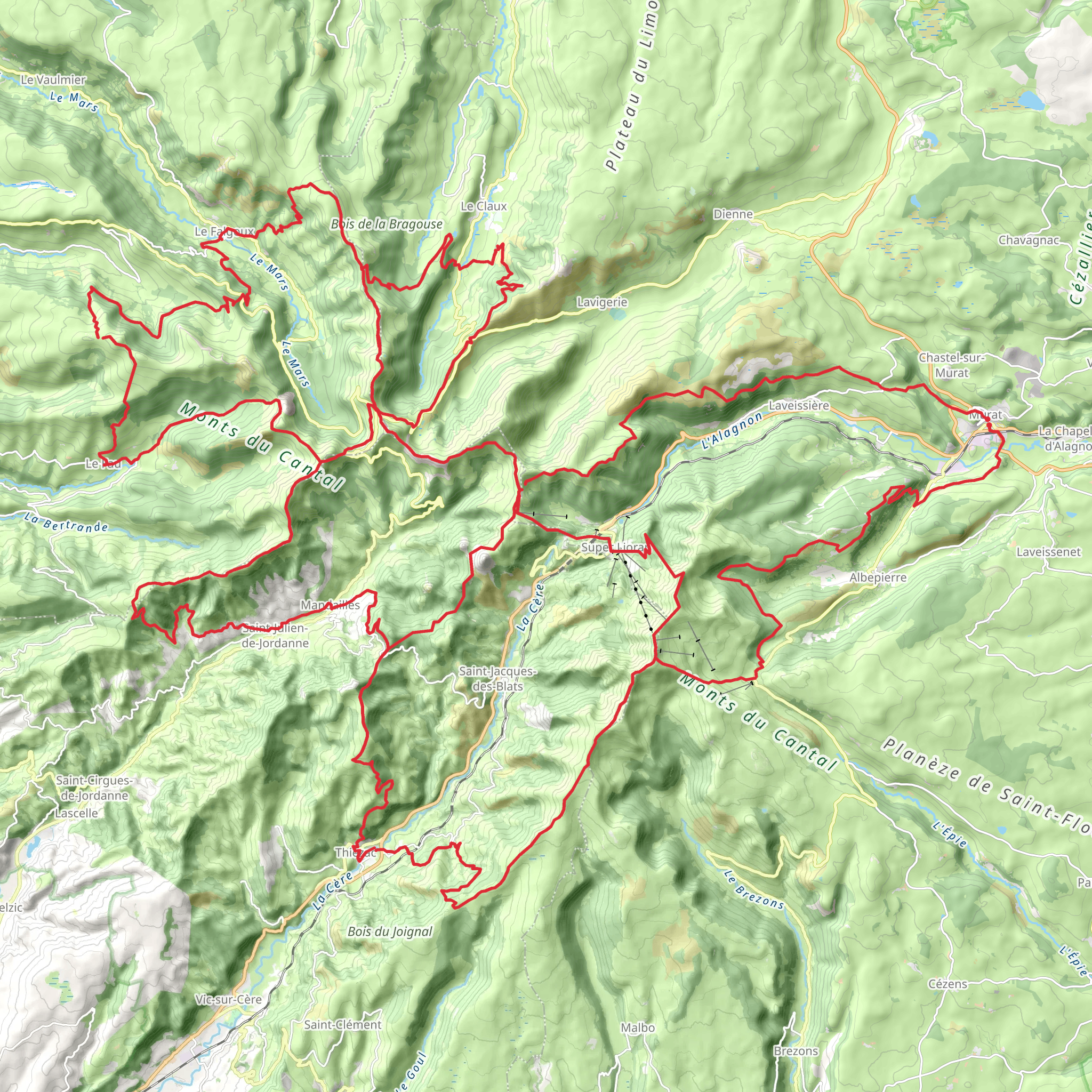 GR 400 - Tour of Cantal Volcanoes mobile static map