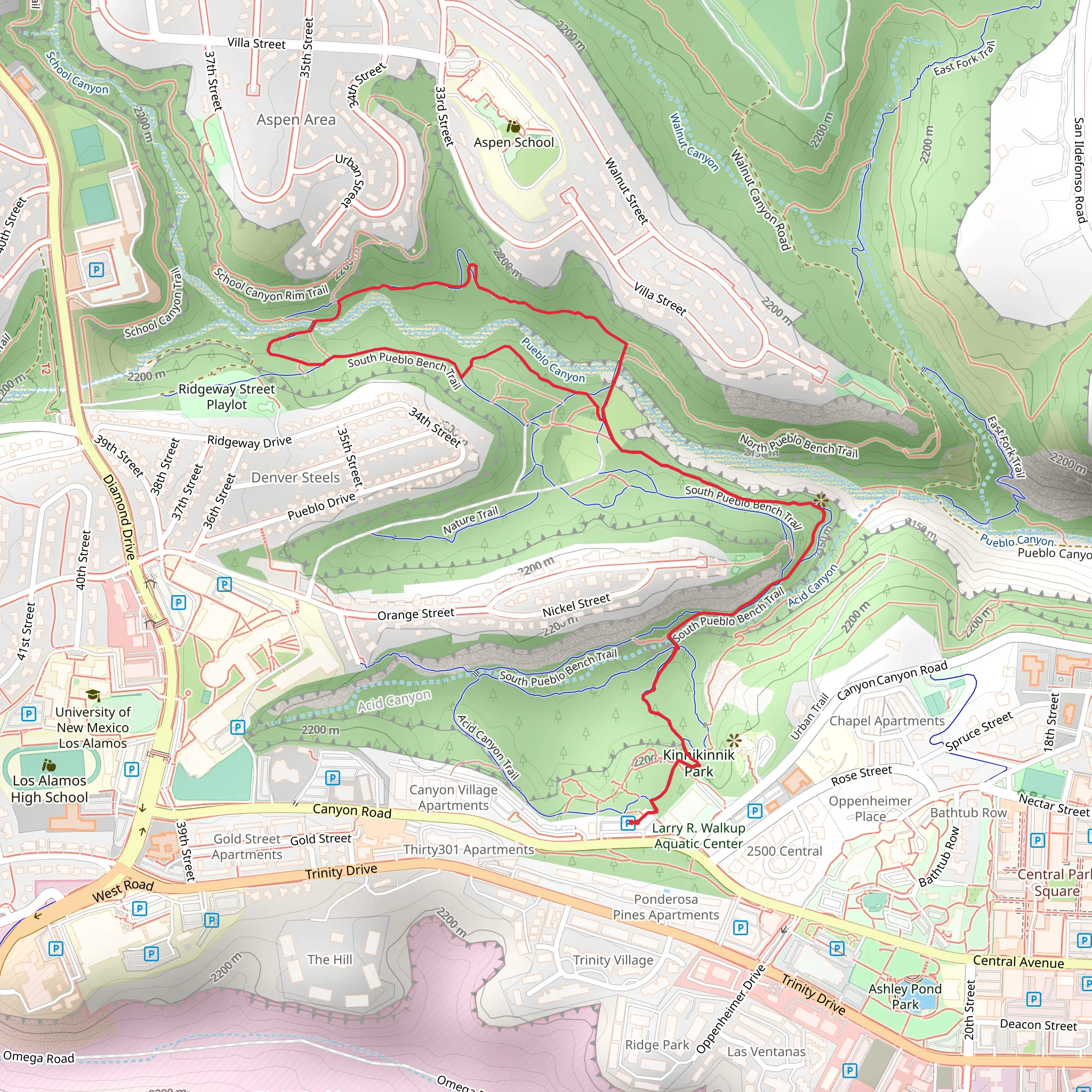 South Pueblo Bench and Bridges Loop Trail mobile static map