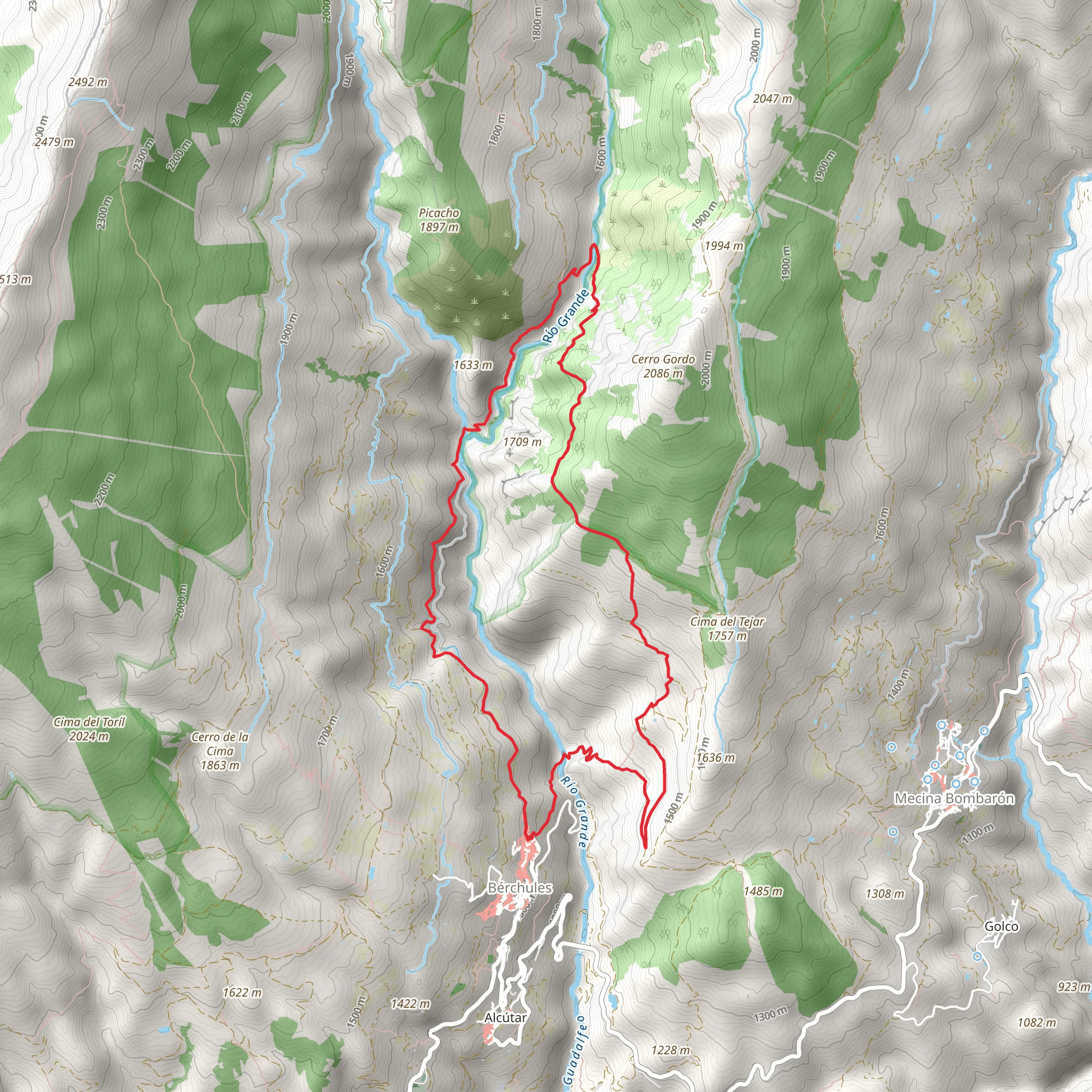 Río Grande Bérchules PR A 28 mobile static map