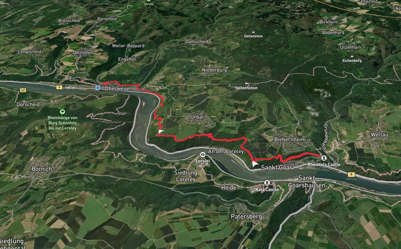 Rheinfels Castle to Oberwesel Walk via Kurzer Pfad and Lochbachwasserfall