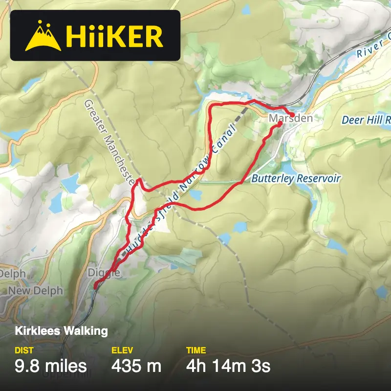 A map preview of the recording Kirklees Walking.