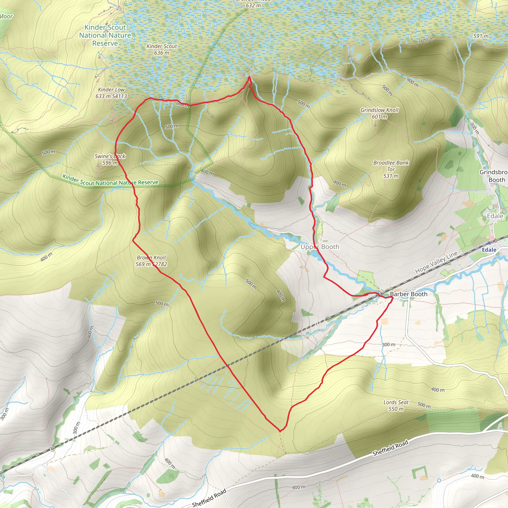 Crowden Brook and Brown Knoll Loop mobile static map