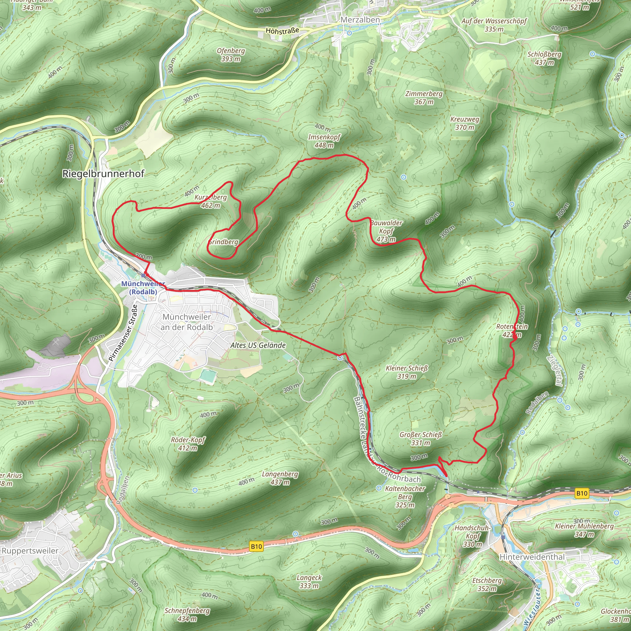 Kurzelberg and Rotenstein Loop mobile static map
