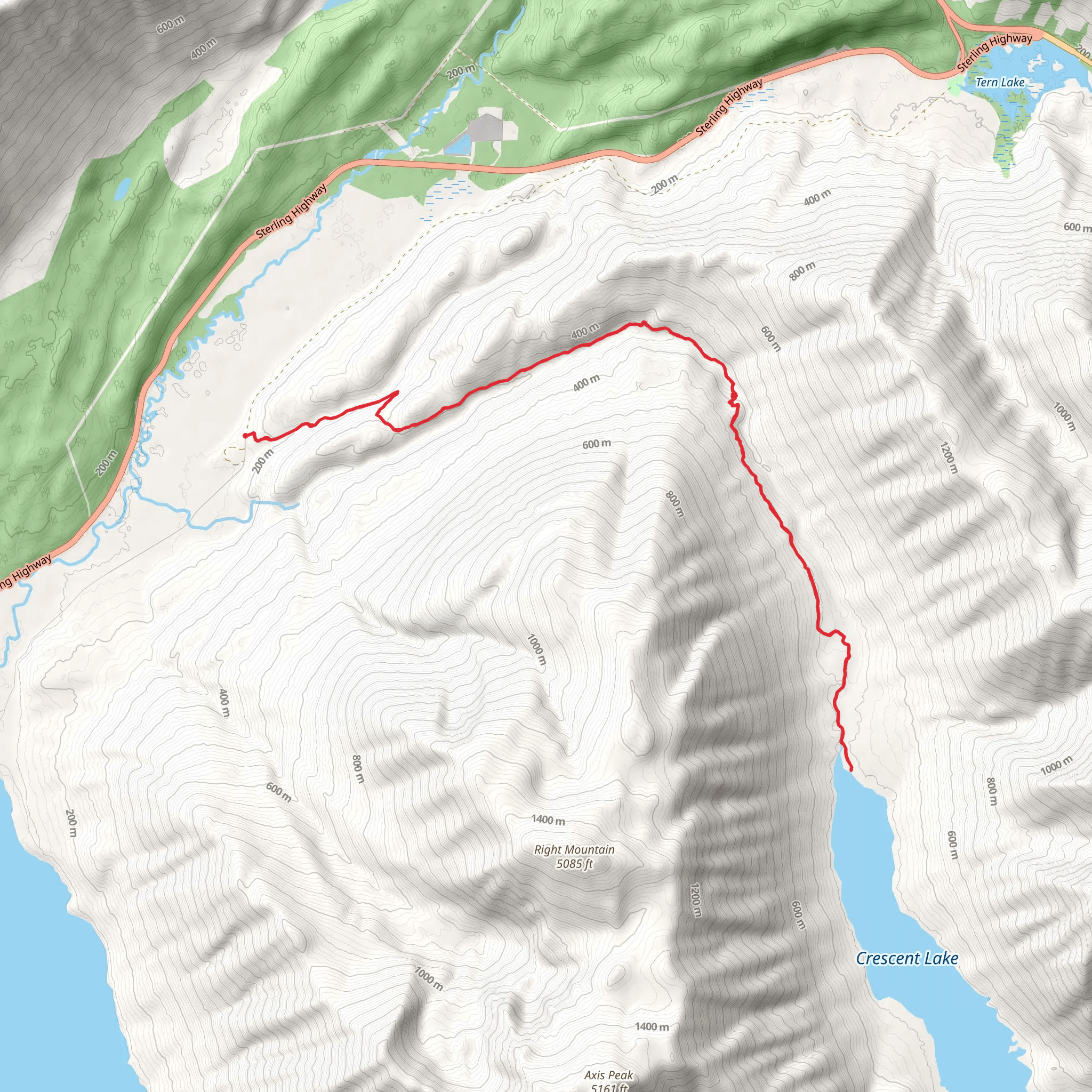 Crescent Creek Trail Out and Back mobile static map