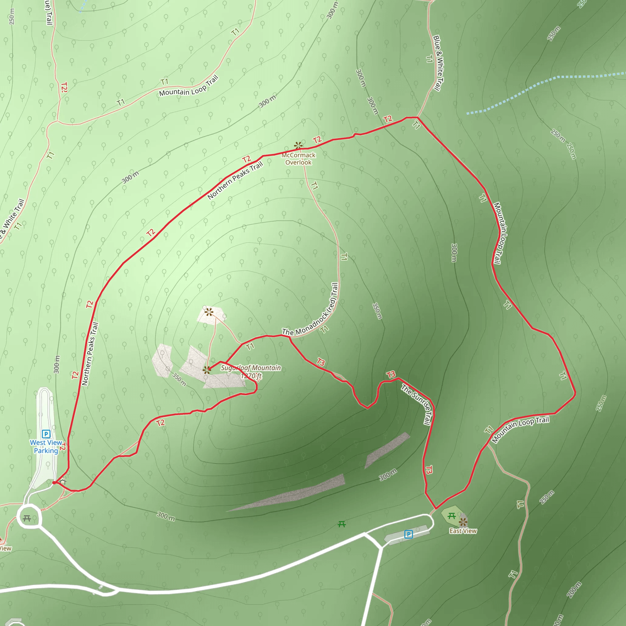 Sugarloaf Mountain - Northern Peaks Loop Trail mobile static map