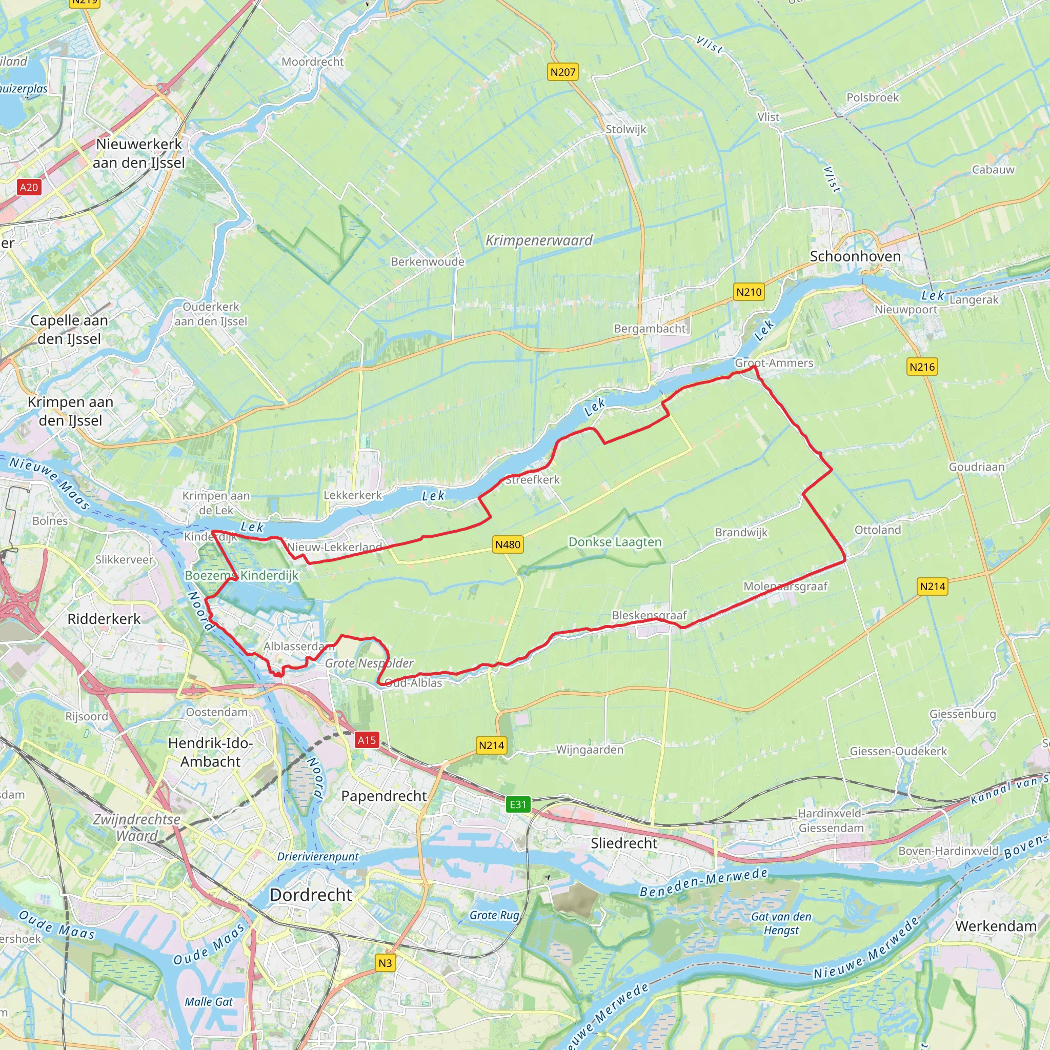 Groot Ammers via Tiendweg mobile static map