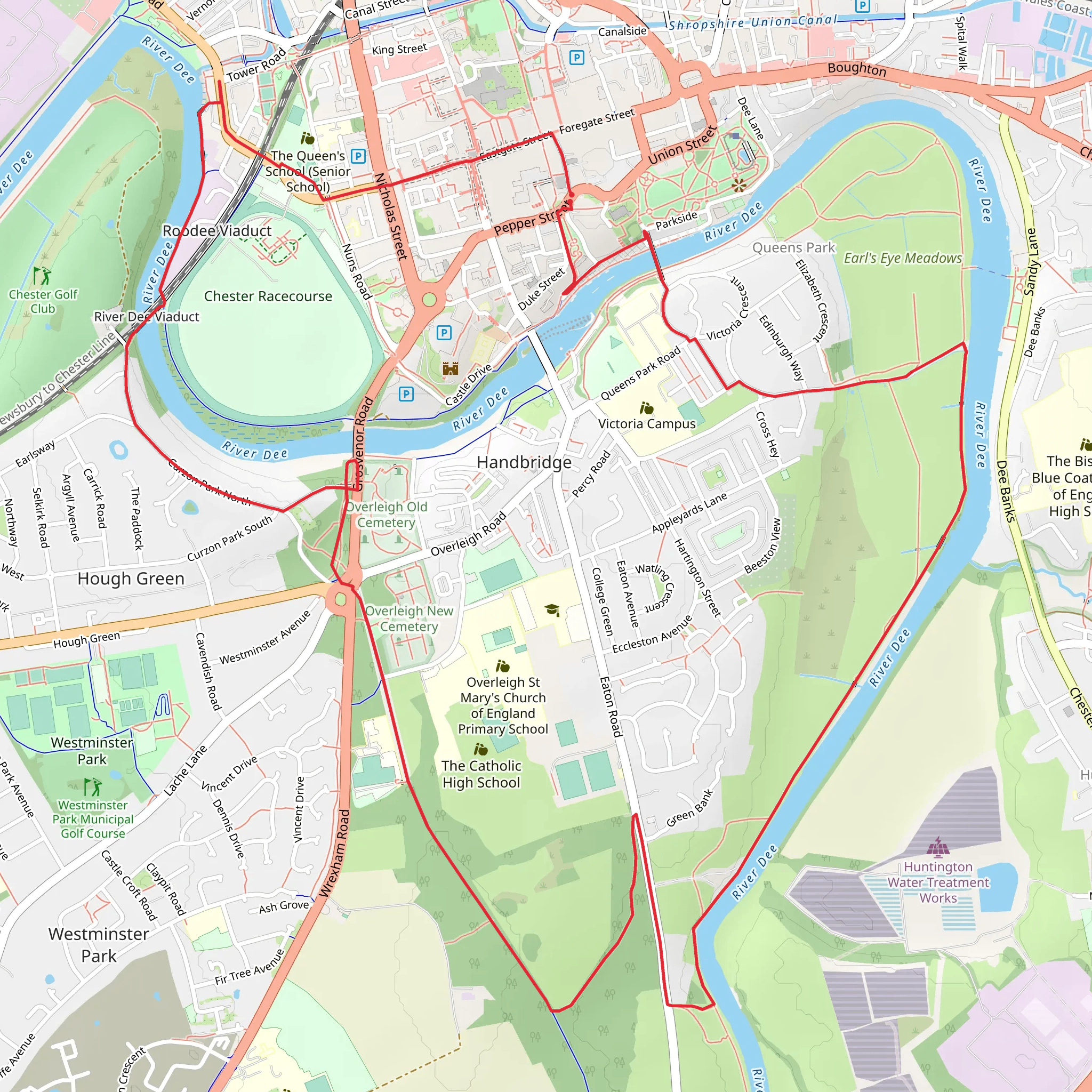 Handbridge and Queen's Park Loop mobile static map