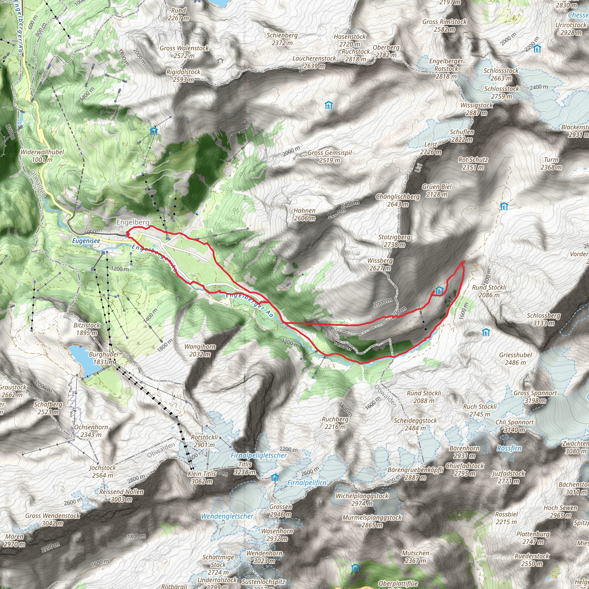 Mountain hike deep in the Engelberg Valley mobile static map