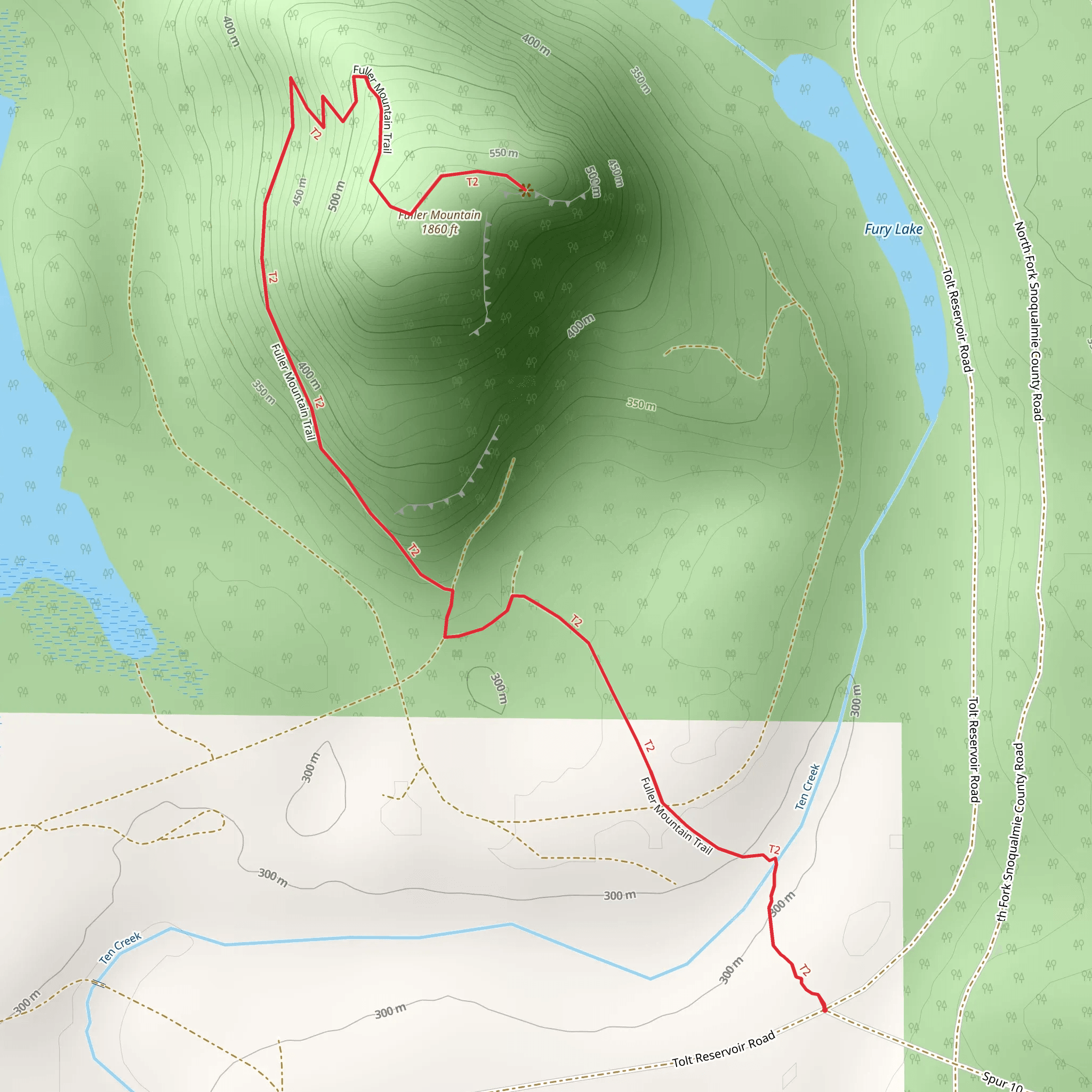 Walk to Fuller Mountain mobile static map