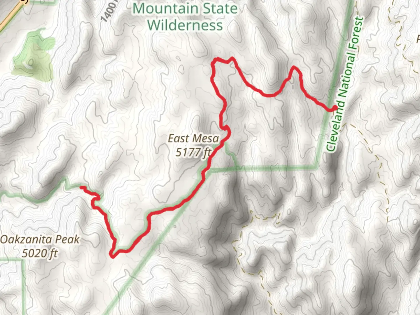 An image depicting the trail Deer Park Trail and East Mesa Fire Road Trail from Deer Park Road and its surrounding area.
