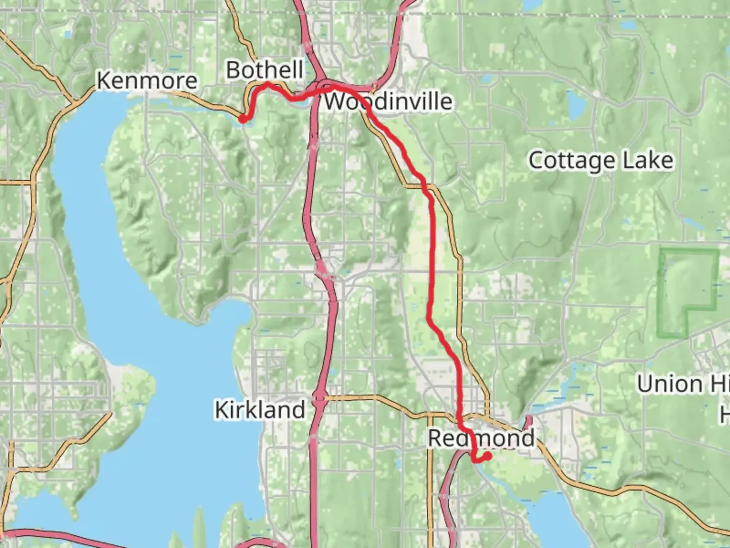 An image depicting the trail Sammamish River Trail and its surrounding area.