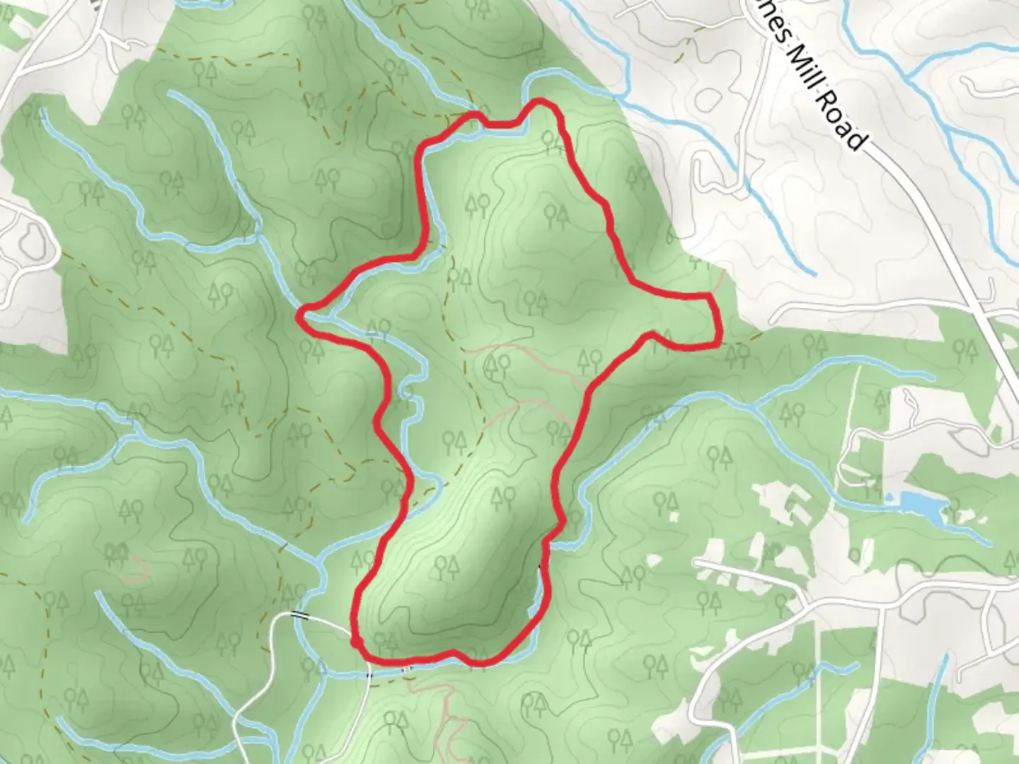 An image depicting the trail Wildcat Falls Road and Rapids Loop Trail and its surrounding area.