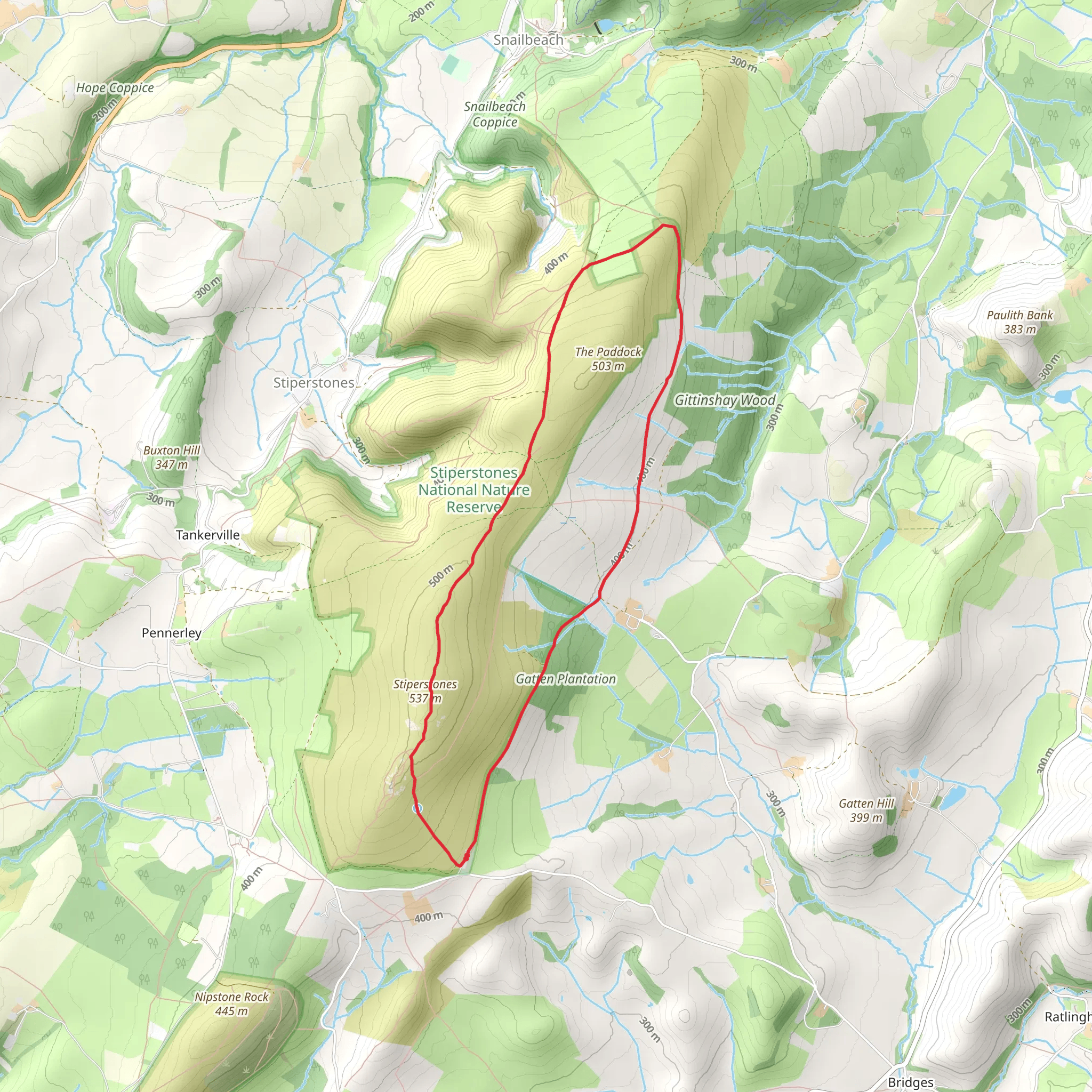 The Stiperstones Ridge from the Knolls mobile static map