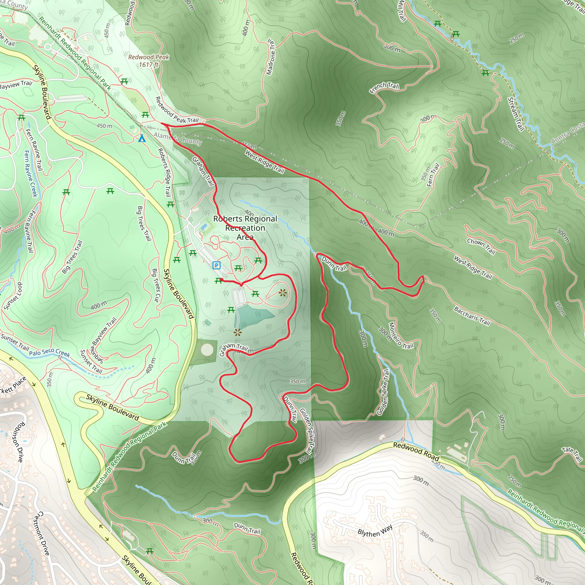 Graham, West Ridge and Dunn Loop Trail mobile static map