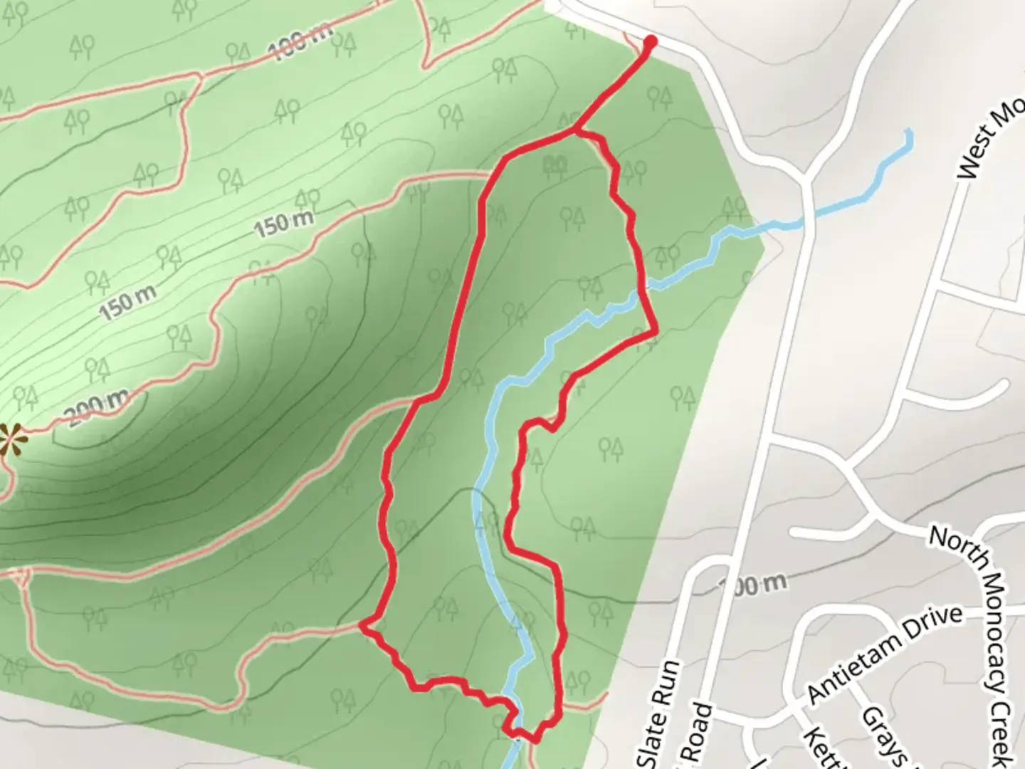 An image depicting the trail Monocacy Hill and Creek Loop and its surrounding area.