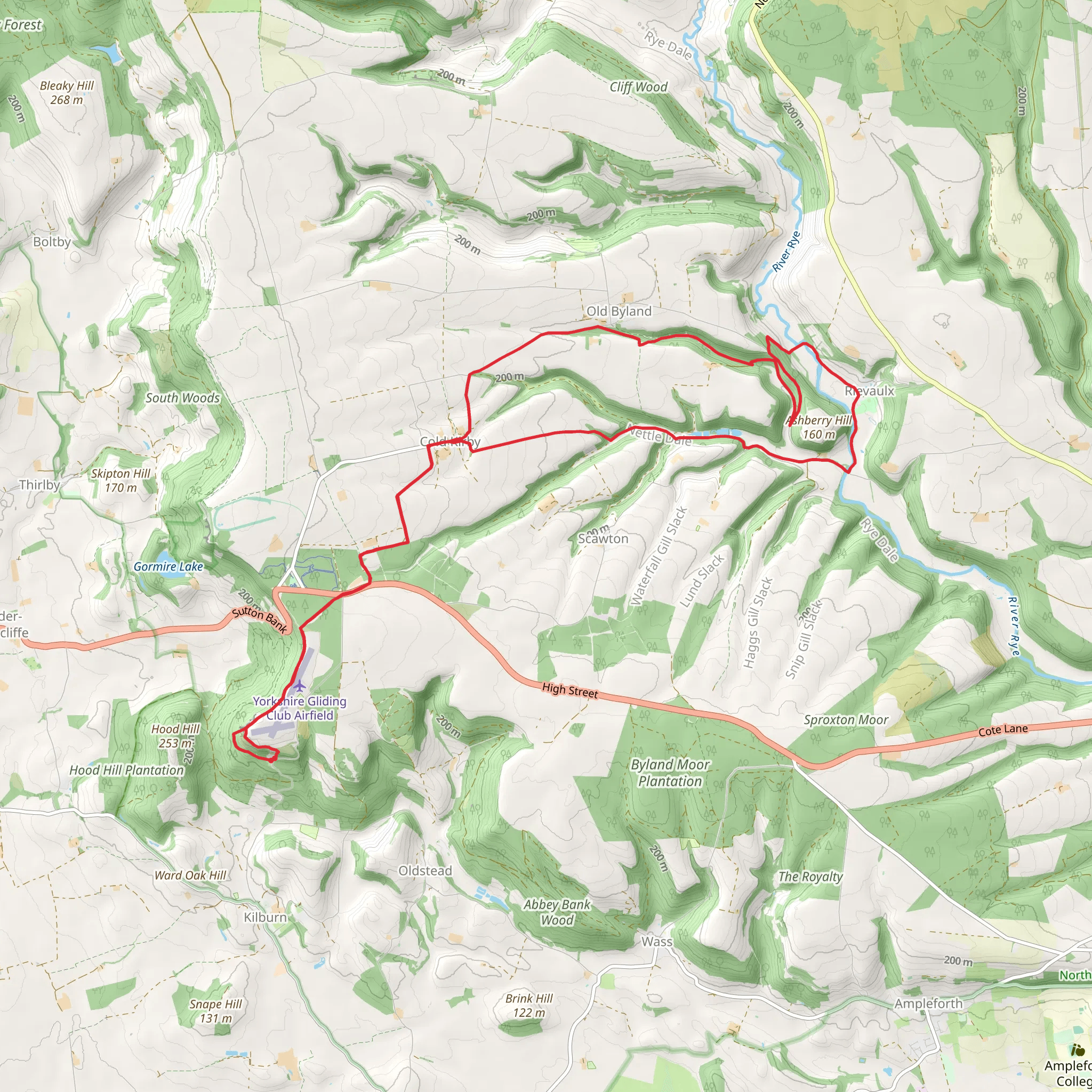 Rievaulx Abbey from Kilburn near Thirsk mobile static map