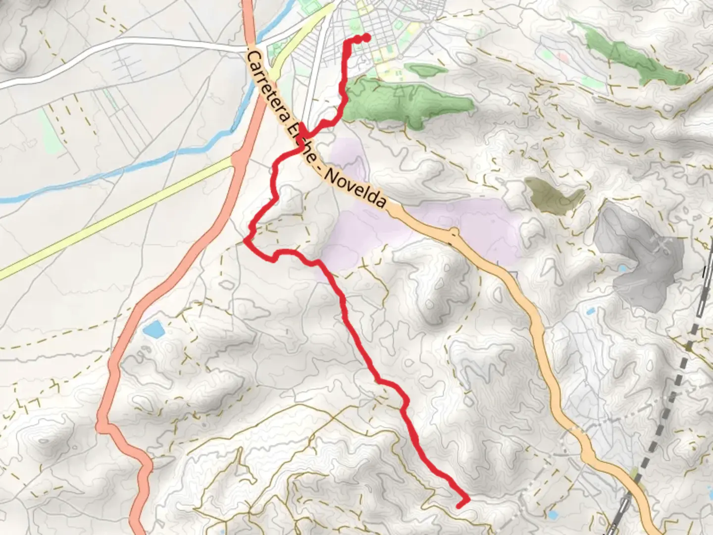 An image depicting the trail Itinerary of the Fountain of the Drop PR CV 315 and its surrounding area.
