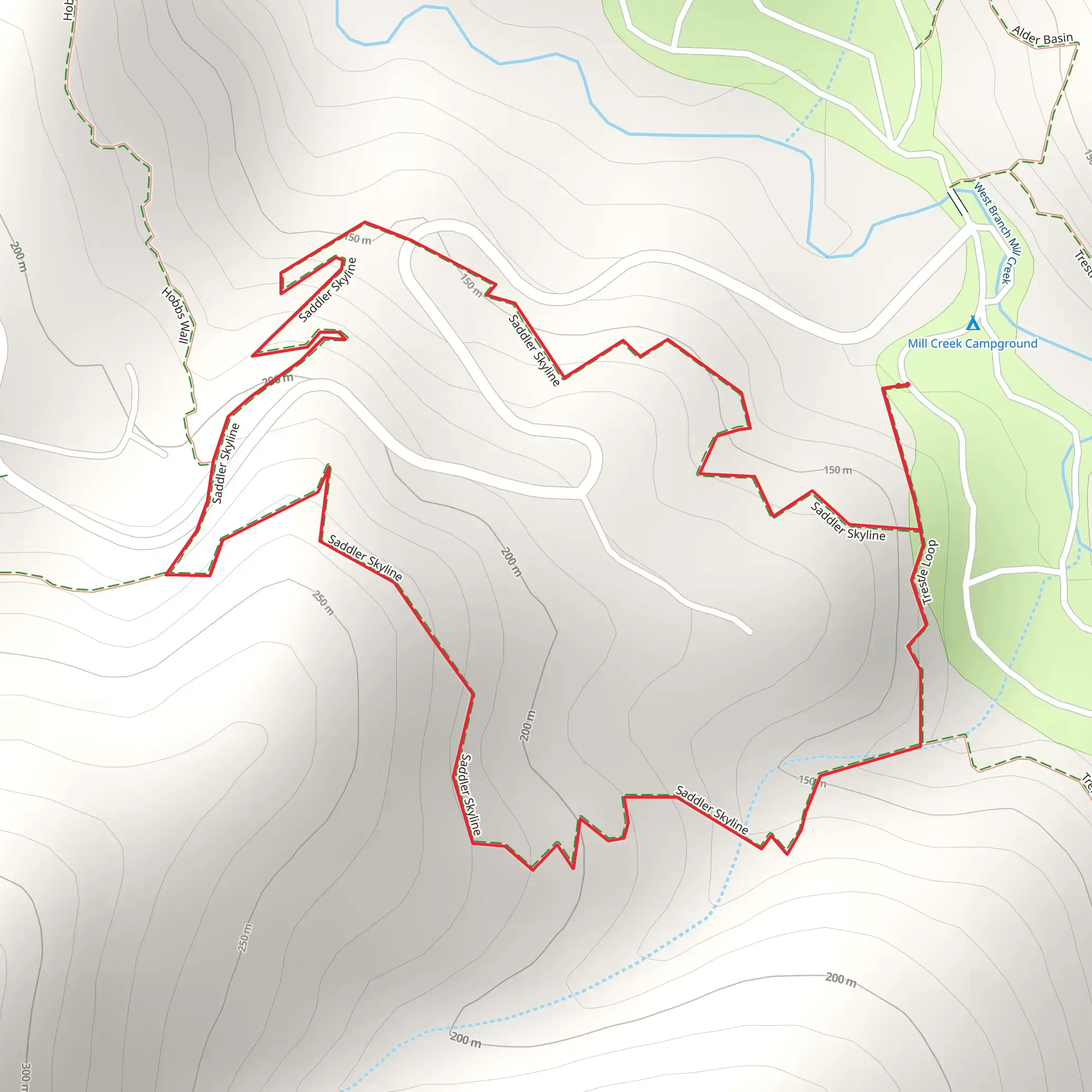 Saddler Skyline Trail mobile static map