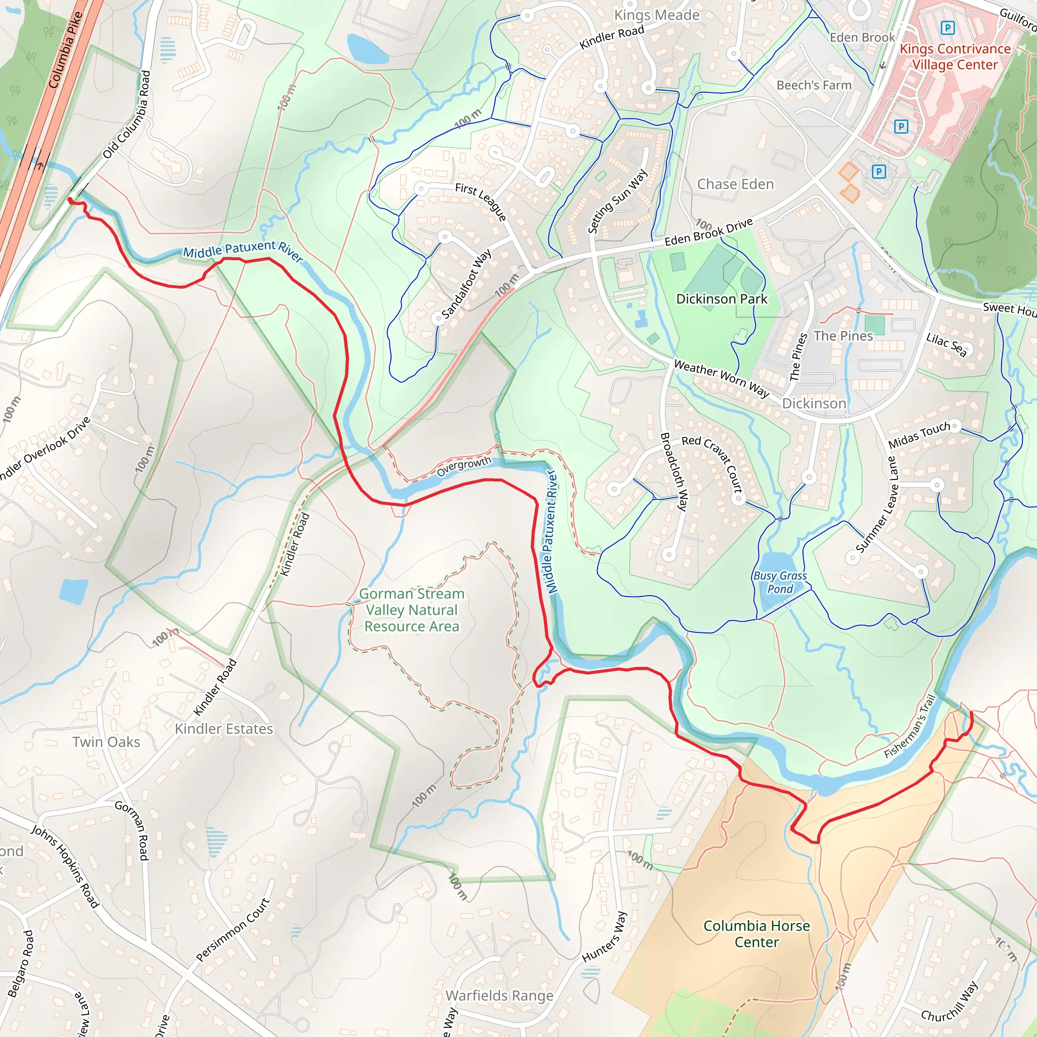 Middle Patuxent River Walkalong mobile static map