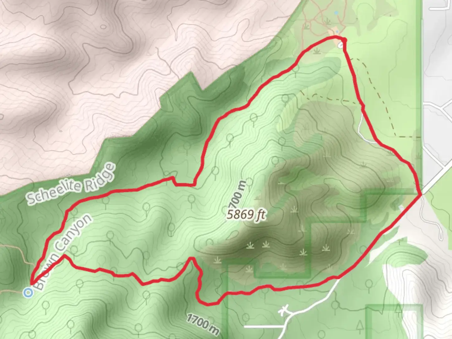 An image depicting the trail East Brown Canyon Road Loop and its surrounding area.