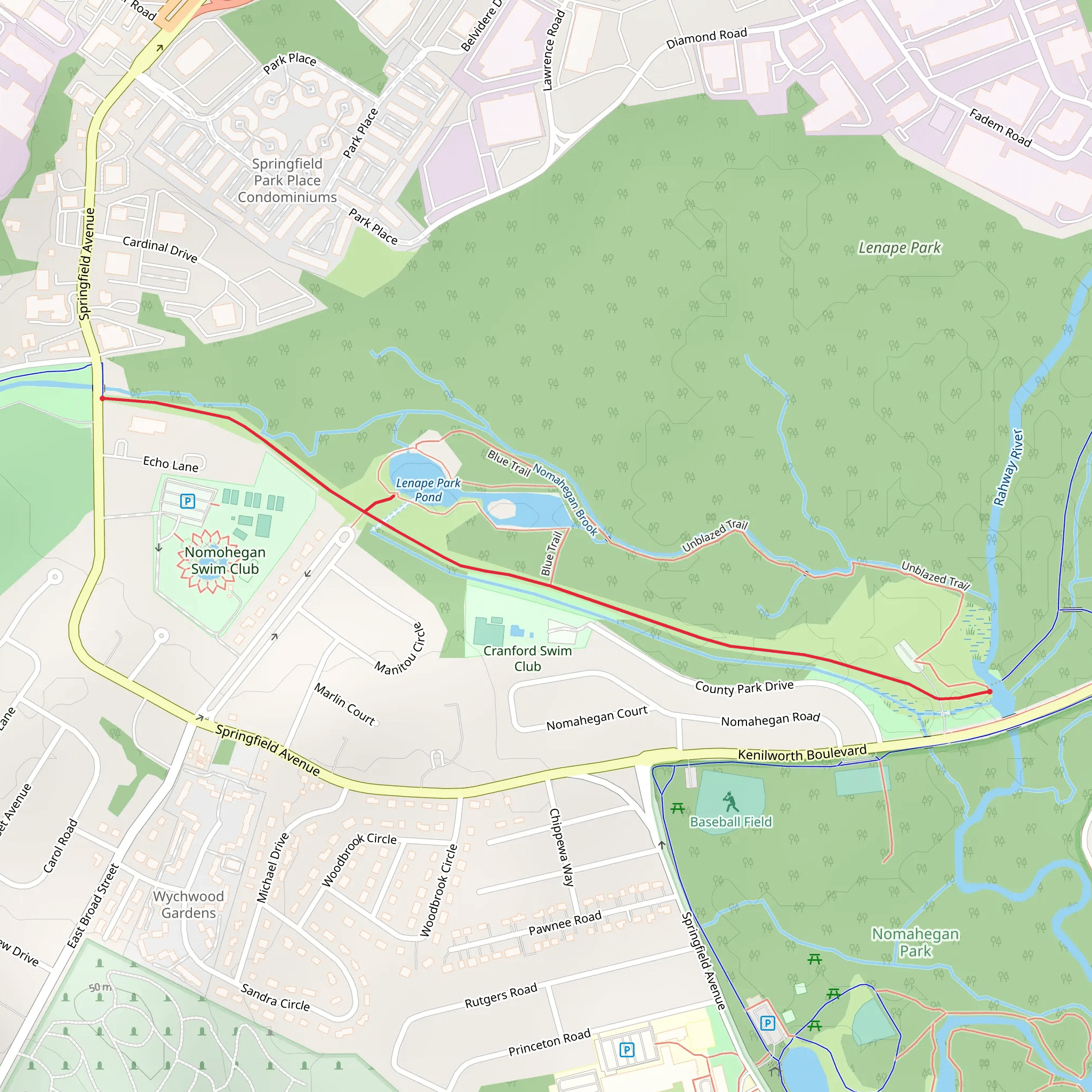 Lenape Park Pond mobile static map
