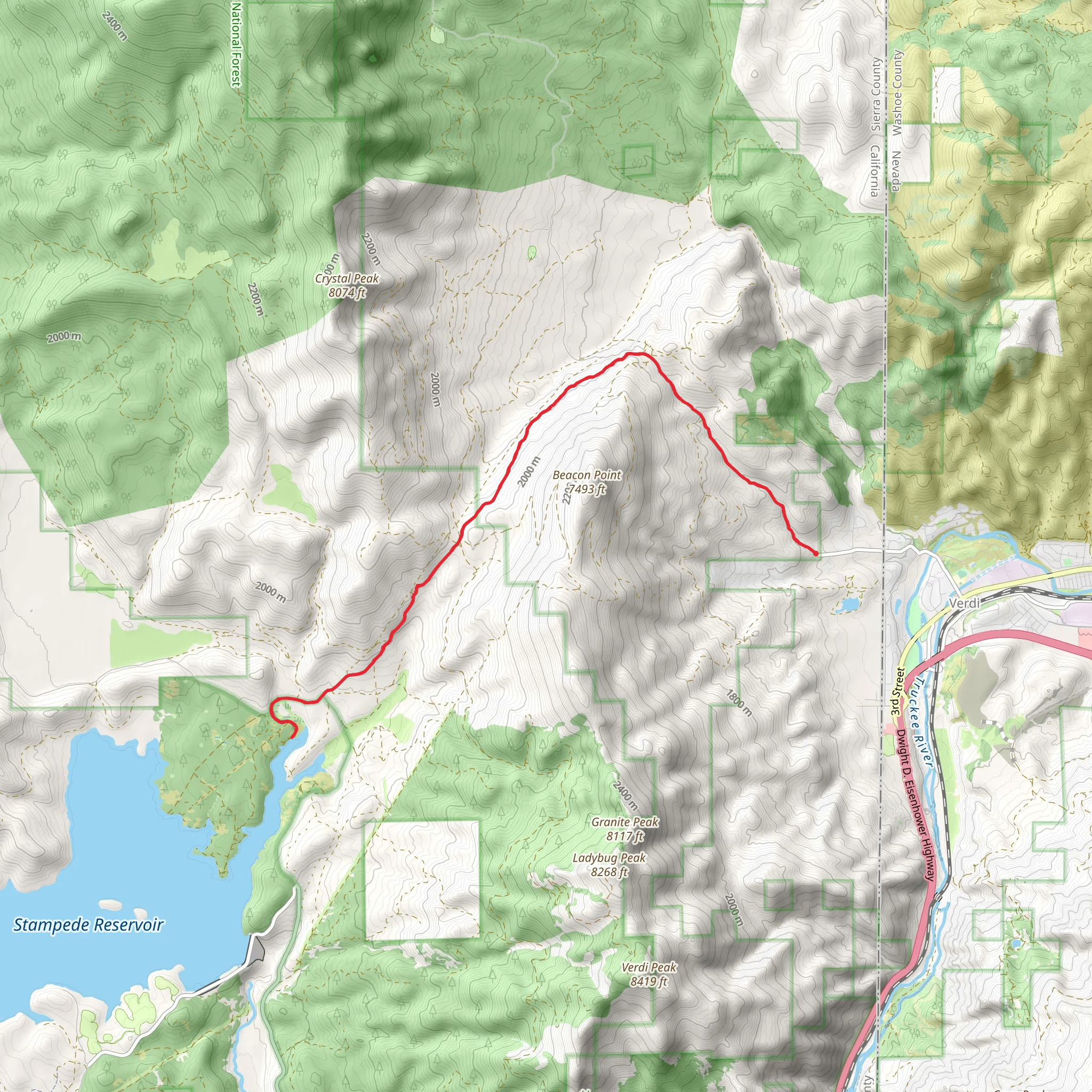Stampede Reservoir via Dog Valley Road mobile static map