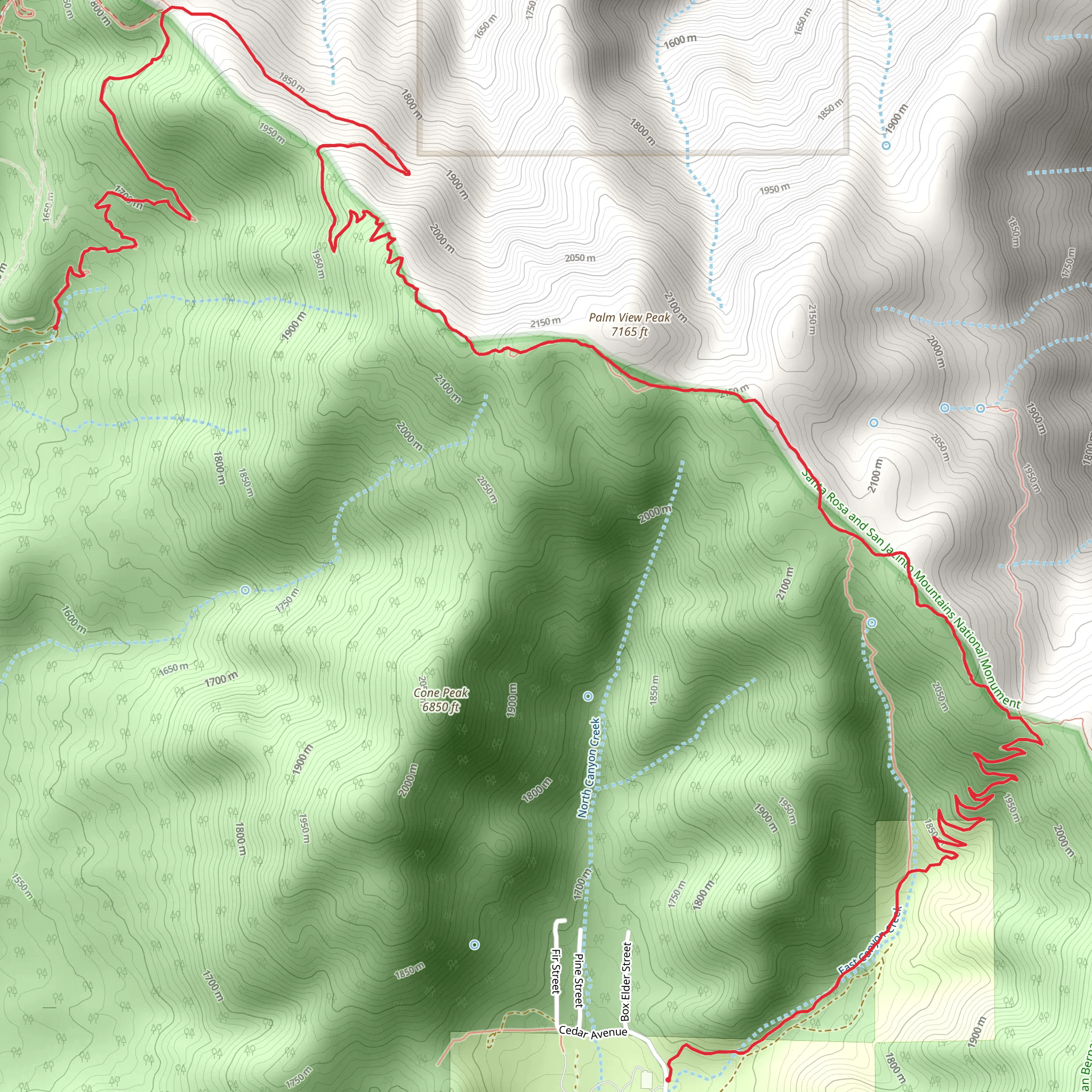 Palm View Peak via Pacific Crest Trail mobile static map