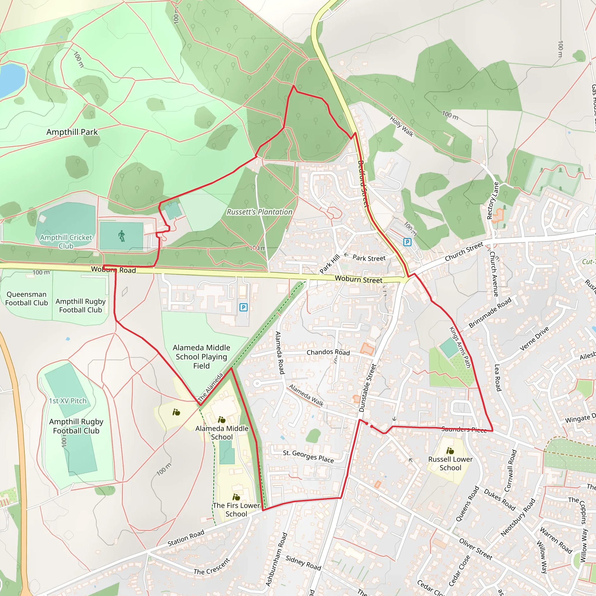 Ampthill Loop mobile static map