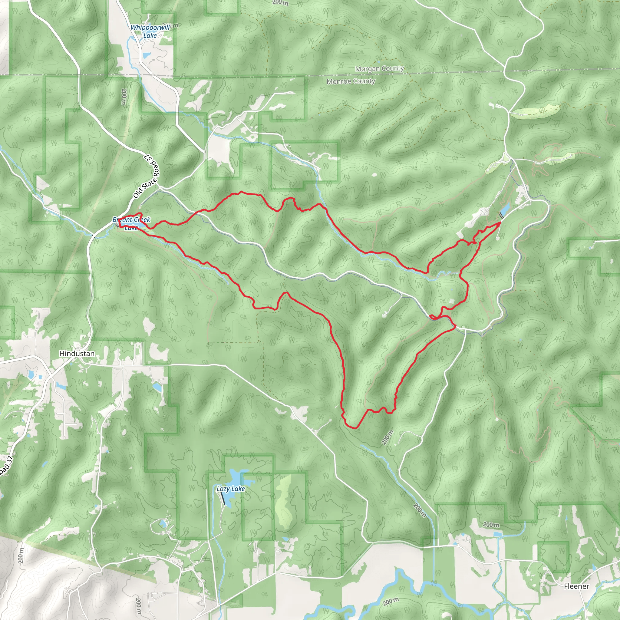 Three Lakes Loop Trail mobile static map