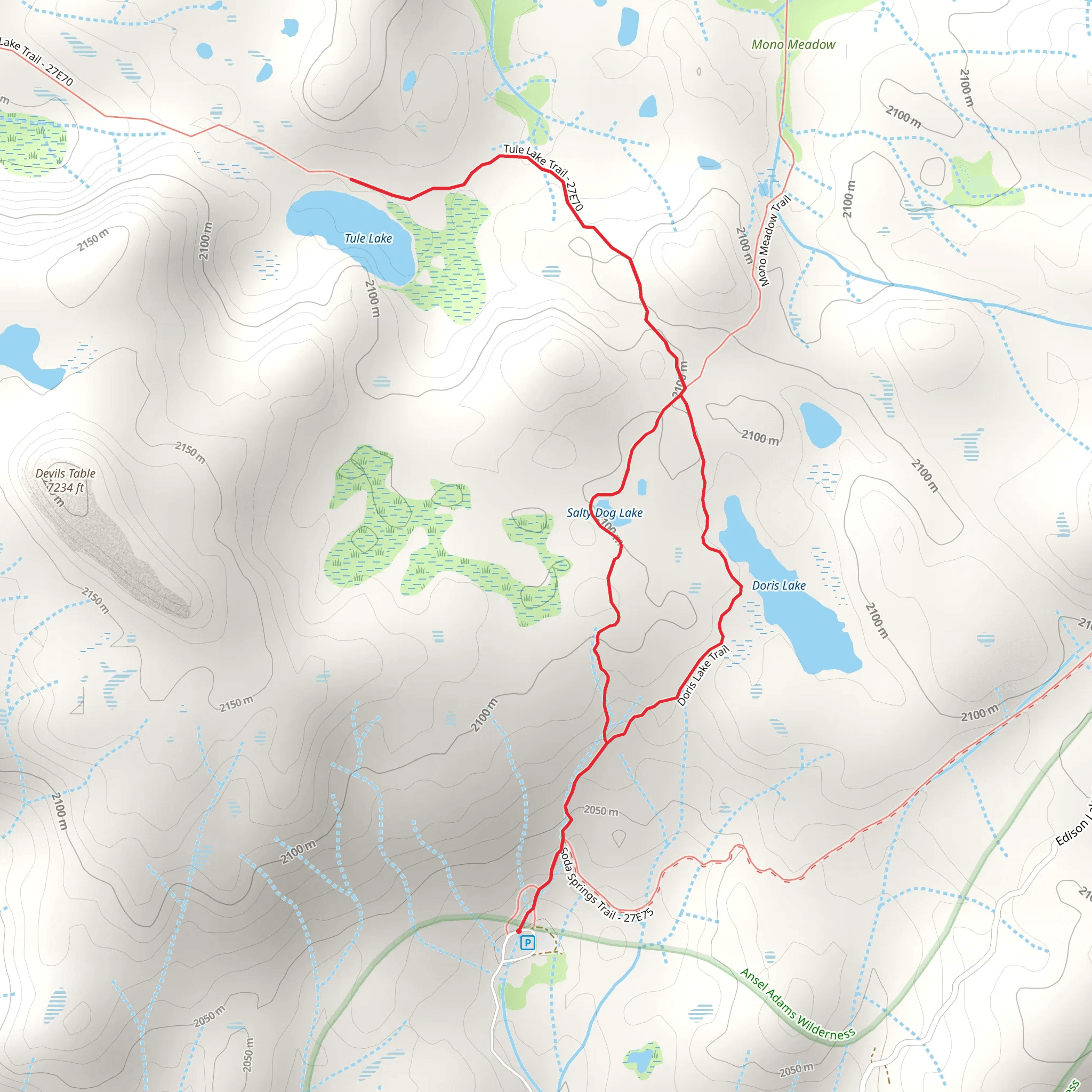 Tule Lake via Mono Meadow Trail mobile static map