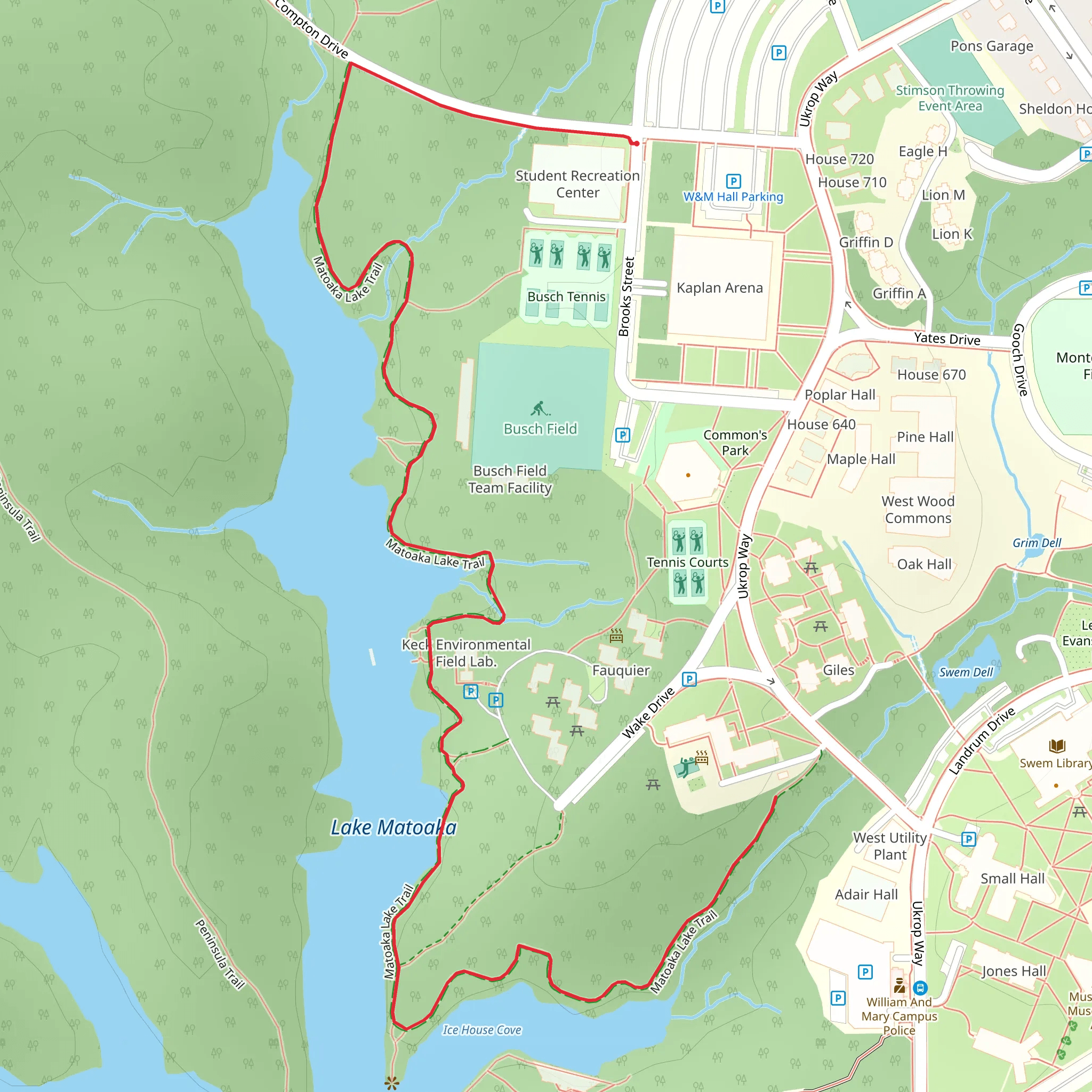 Matoaka Lake Trail mobile static map