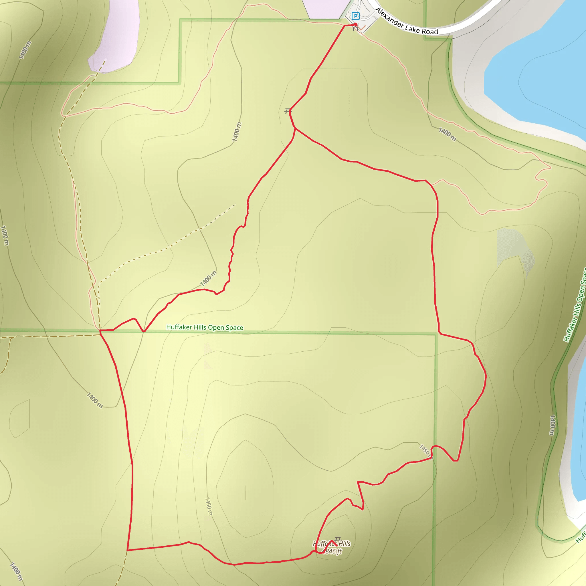 Huffaker Hills Loop mobile static map