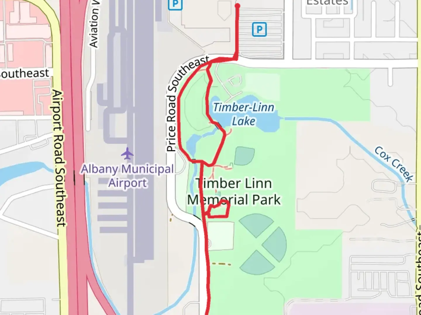An image depicting the trail Timber-Linn Lake and Timber-Linn Memorial Park and its surrounding area.