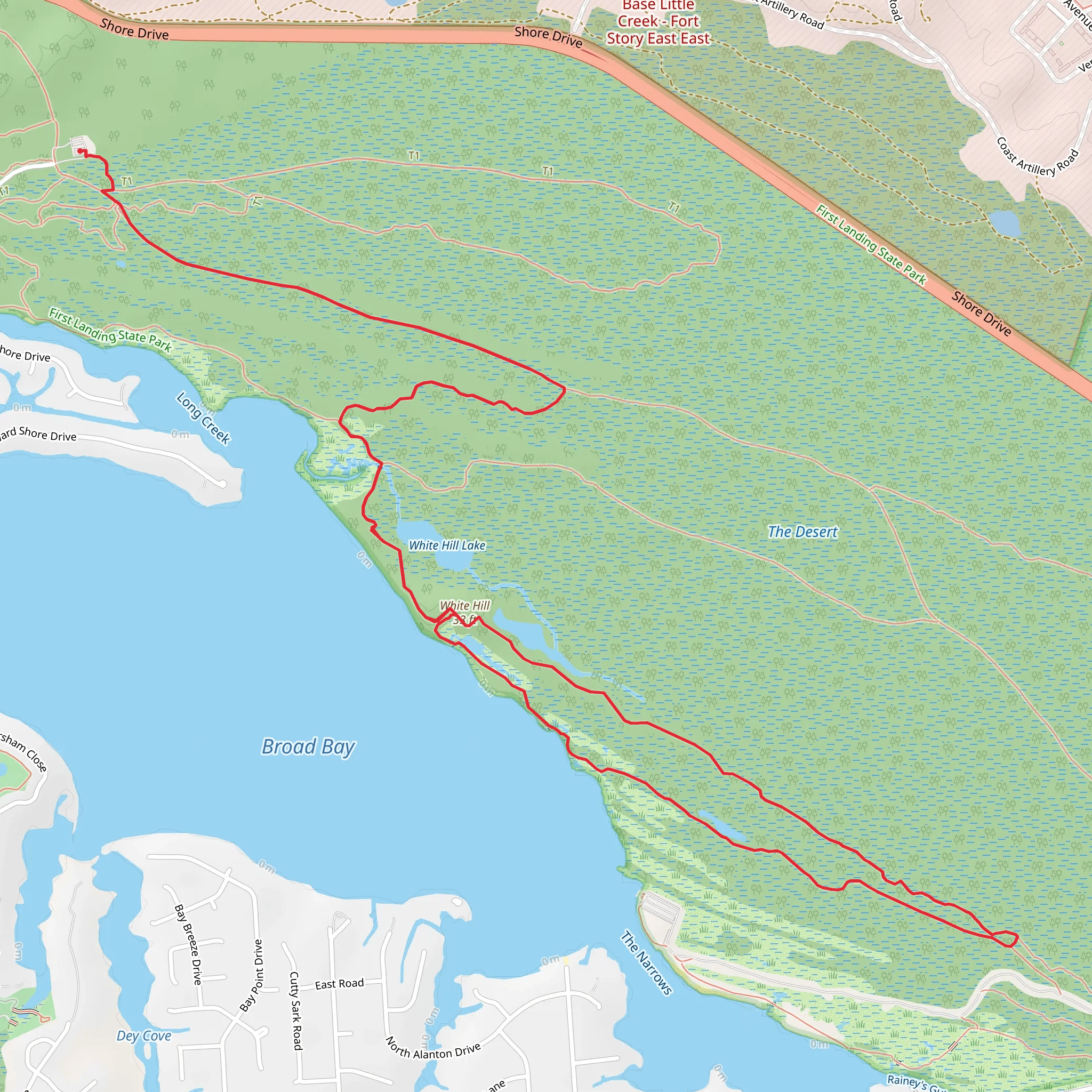 White Hill vis Cape Henry Loop Trail mobile static map