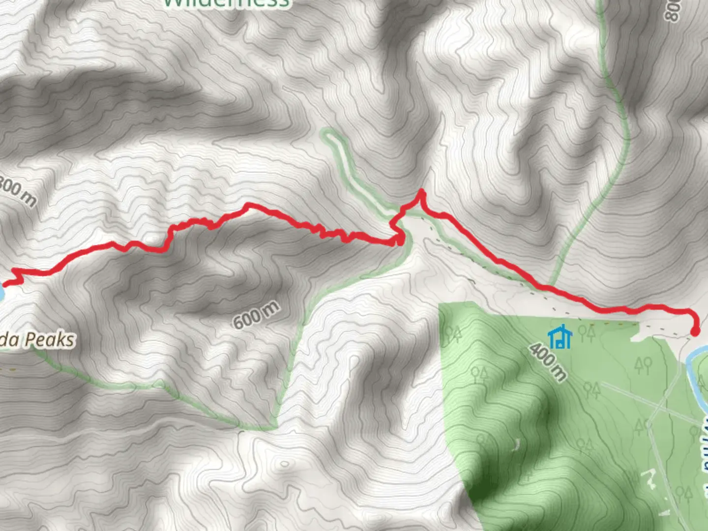 An image depicting the trail Soda Peaks Lake Trail from Little Soda Springs Road and its surrounding area.