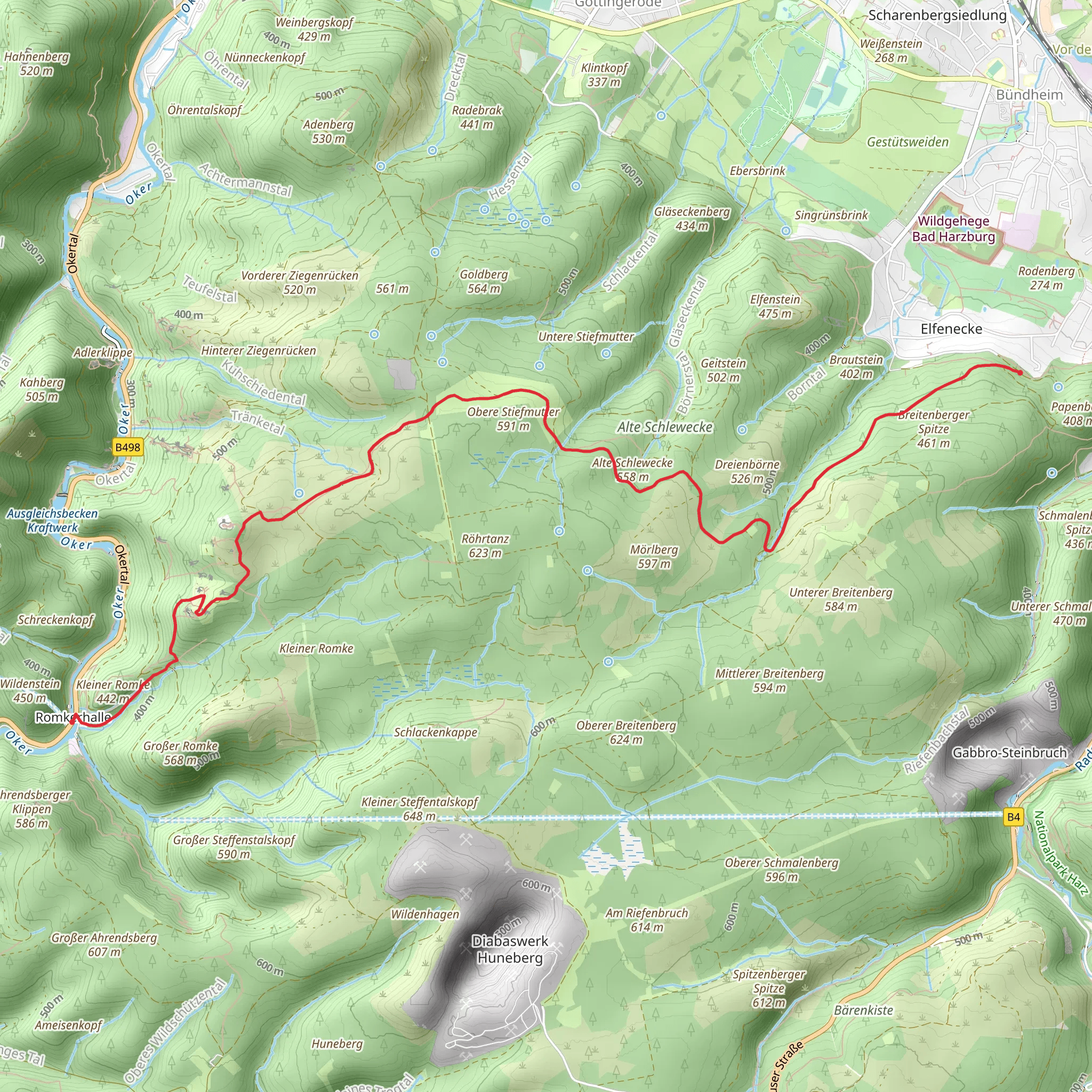 Romkerhall to Kaestestrasse via Harzklub Weg mobile static map