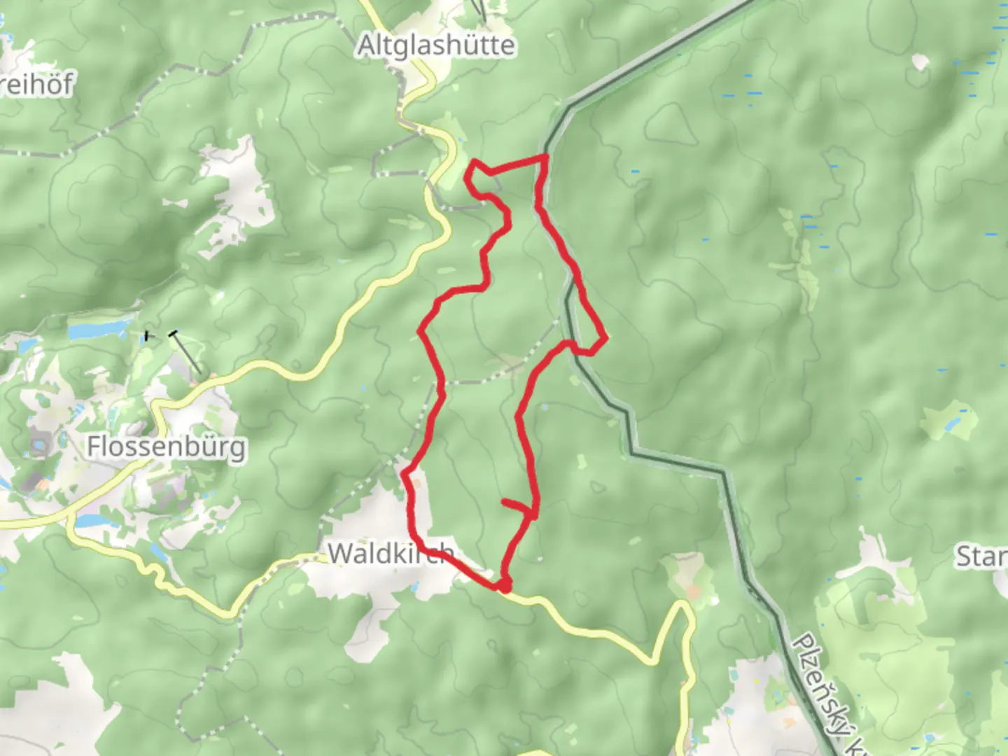 An image depicting the trail Burg Schellenberg, Entenbuehl and Historicky znak Loop and its surrounding area.