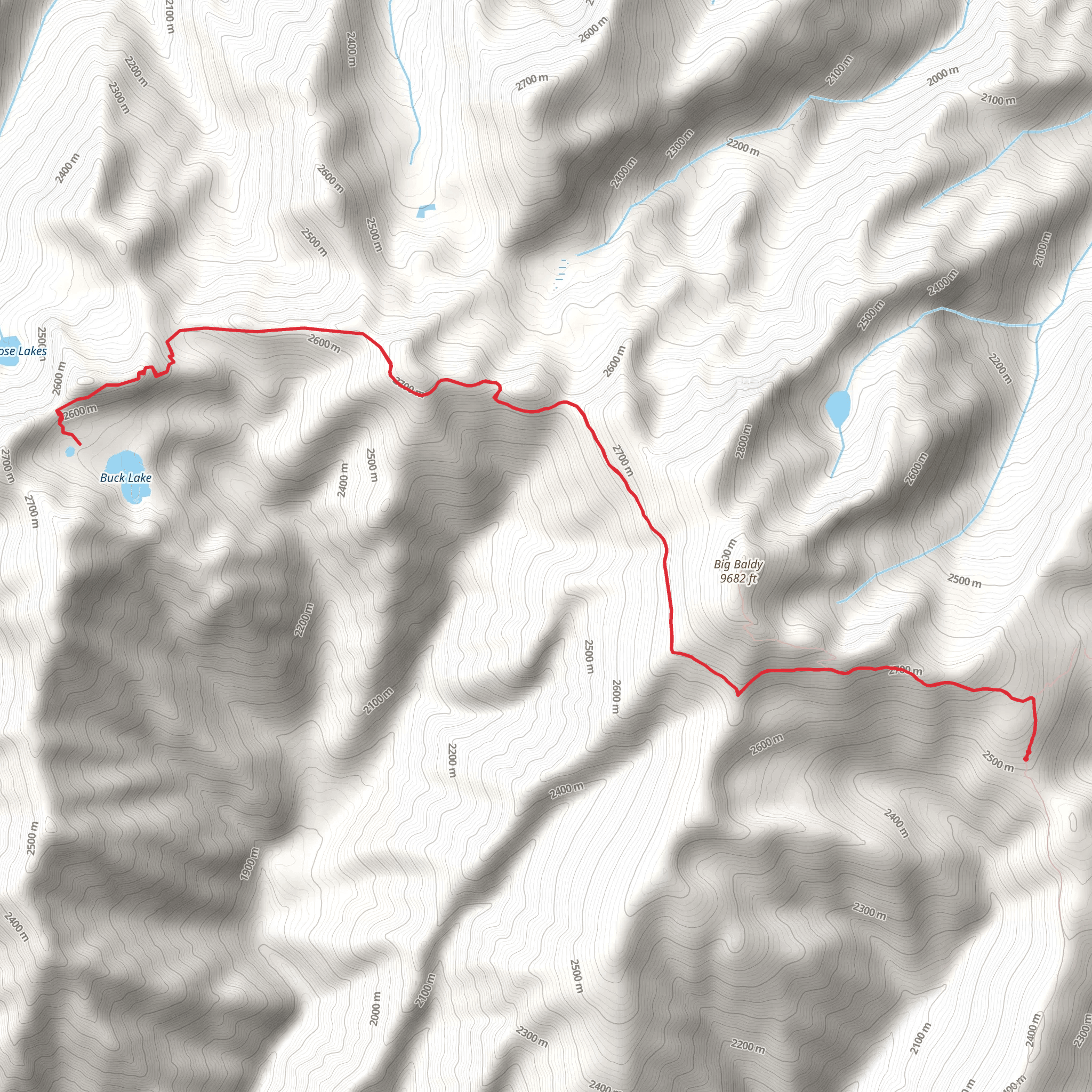 Buck Lake via Big Baldy Ridge mobile static map